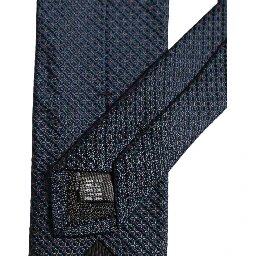 Men Dark Blue Geometric Silk Adjustable Tied Necktie Tie