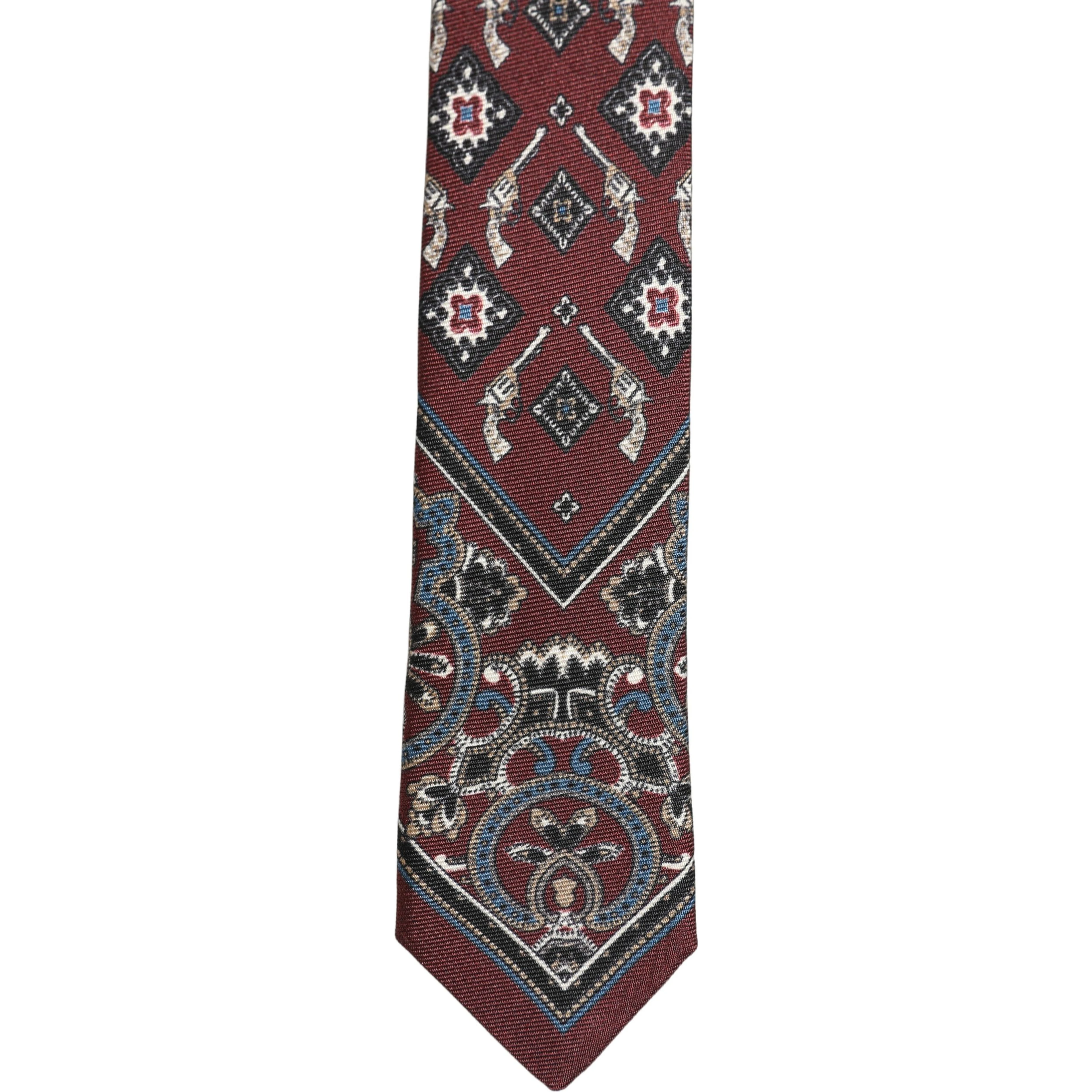 Bordeaux Printed 100% Silk Adjustable Men Necktie Tie