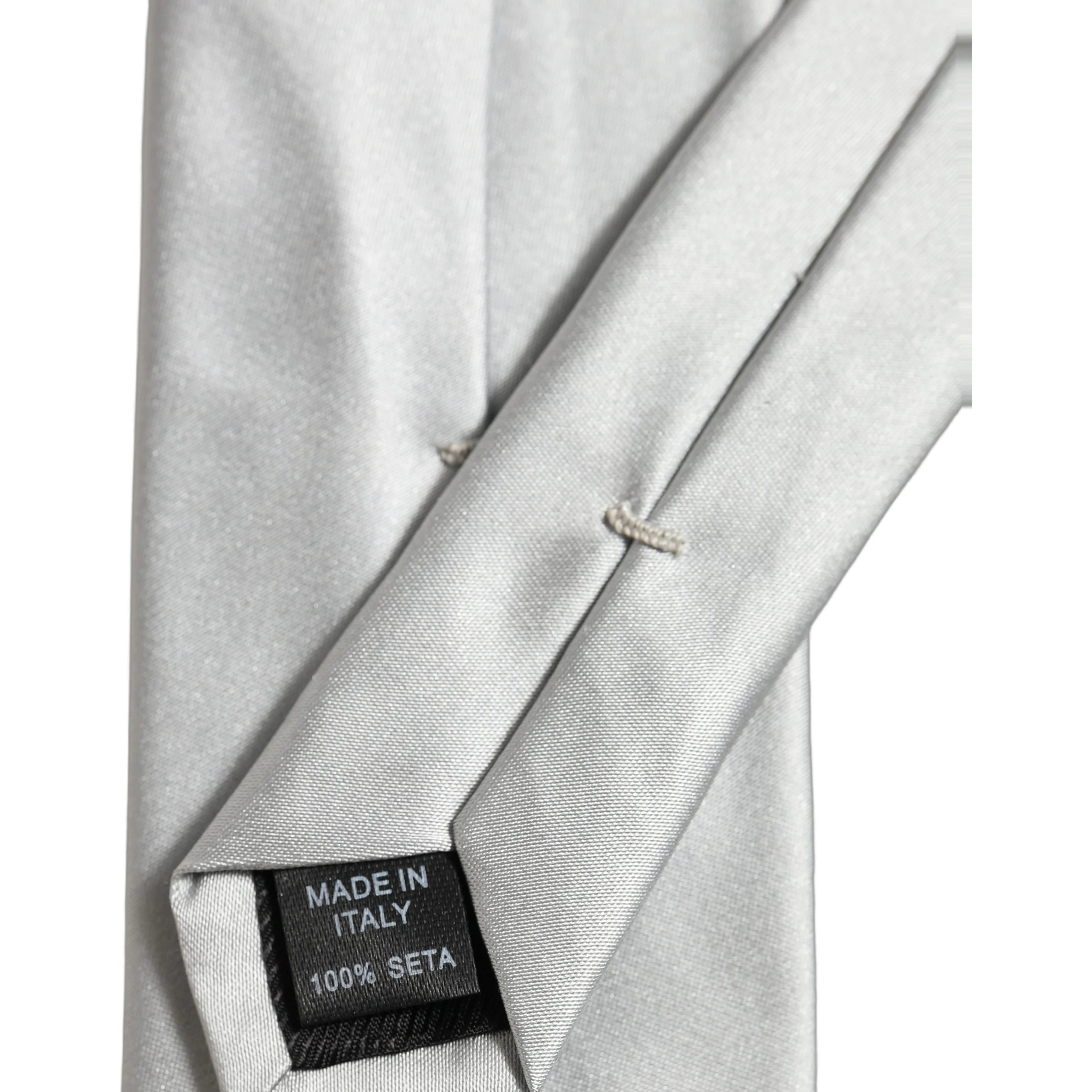 Gray Satin 100% Silk Adjustable Tied Men Necktie Tie