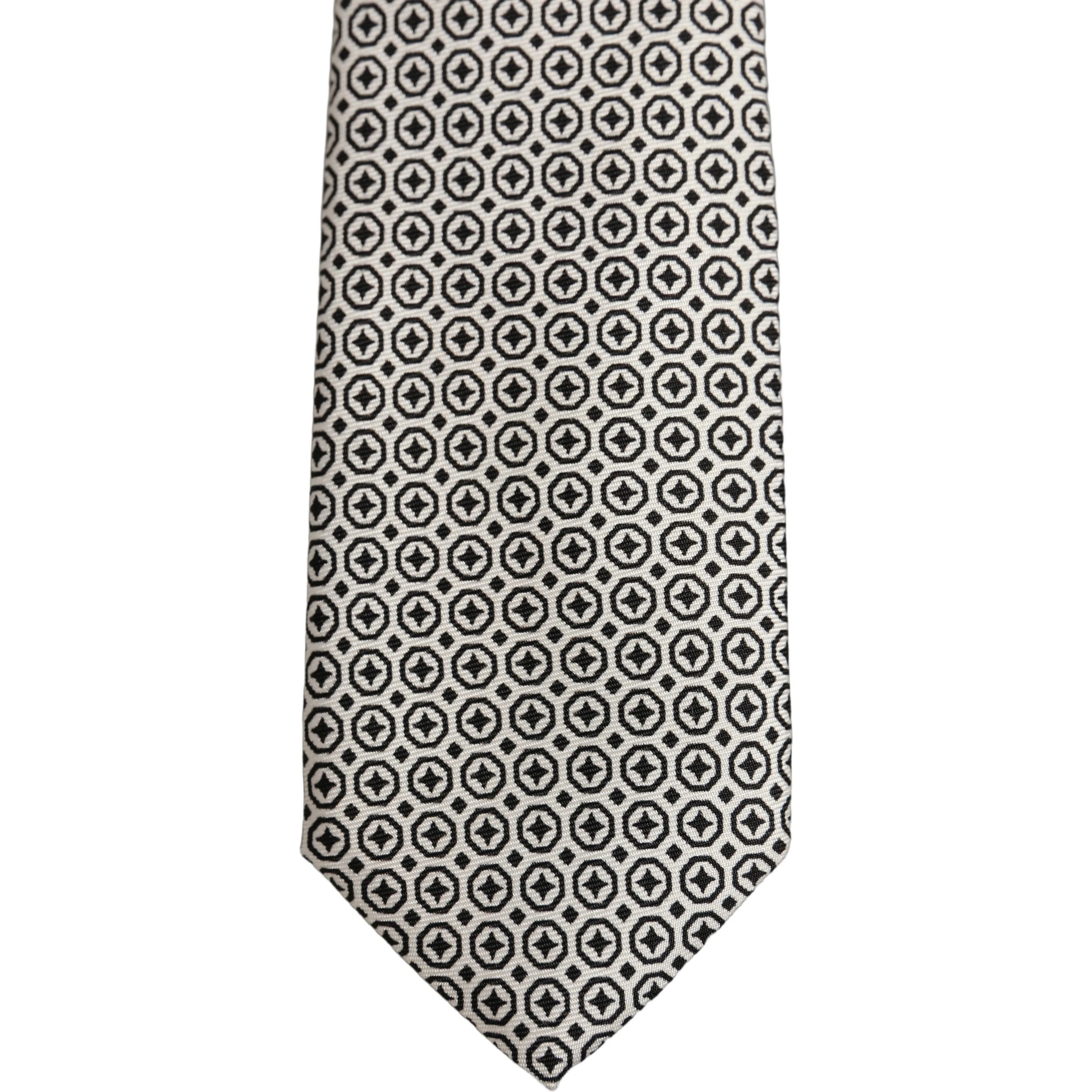 Black White Geometric Adjustable Necktie Accessory Tie