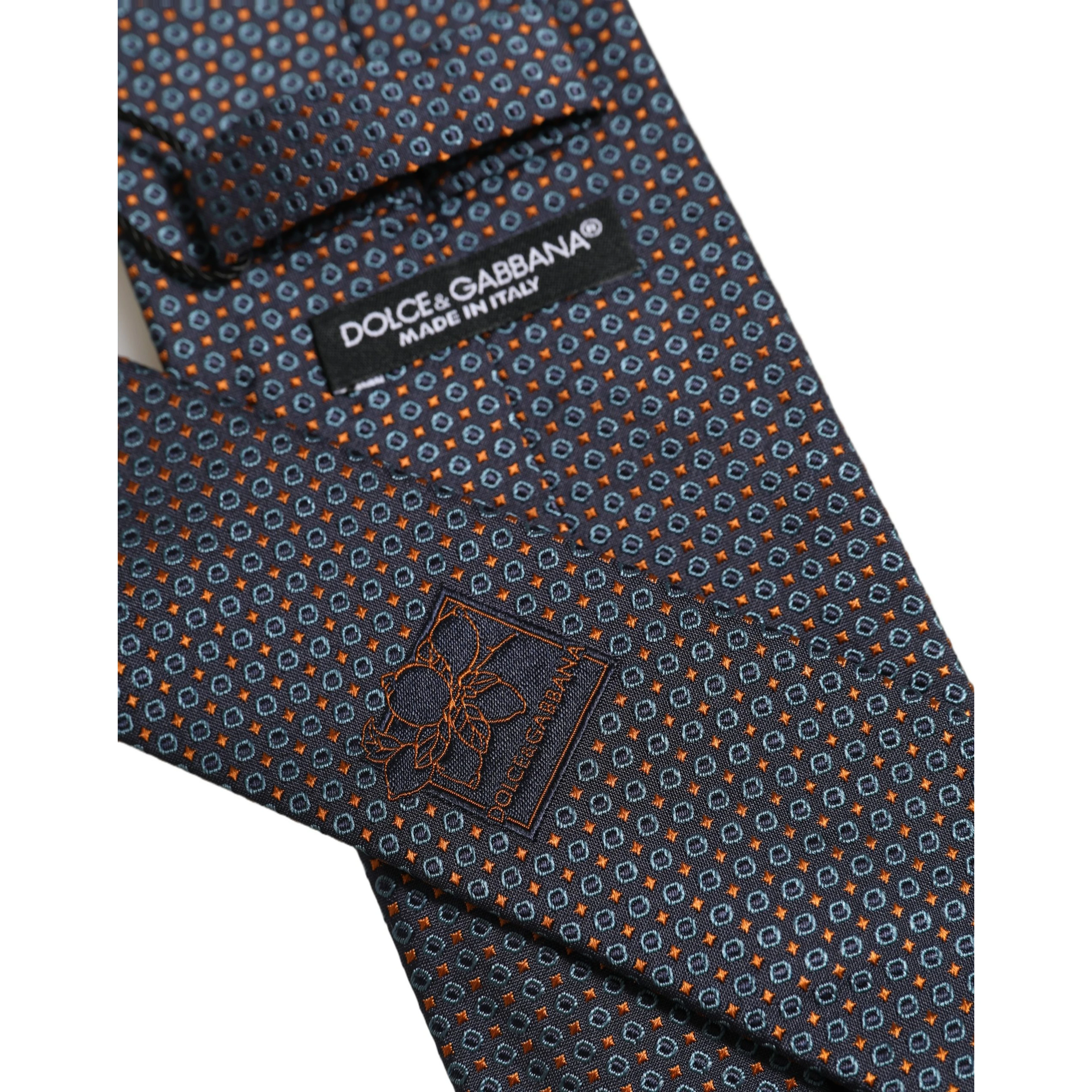 Dark Blue Geometric Silk Adjustable Necktie Accessory Tie