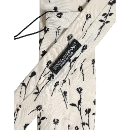 Off White Floral Print Adjustable Necktie Accessory Tie