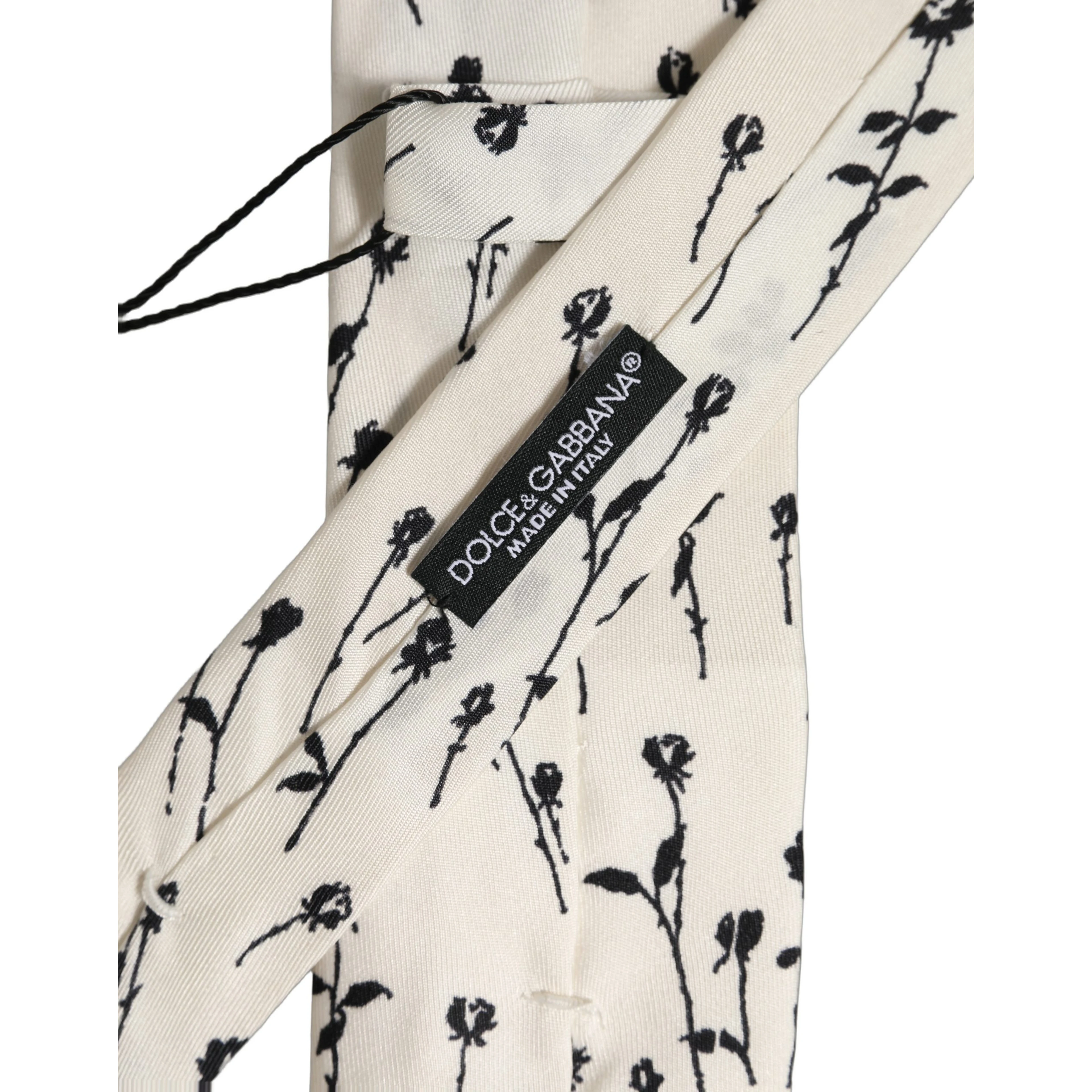 Off White Floral Print Adjustable Necktie Accessory Tie