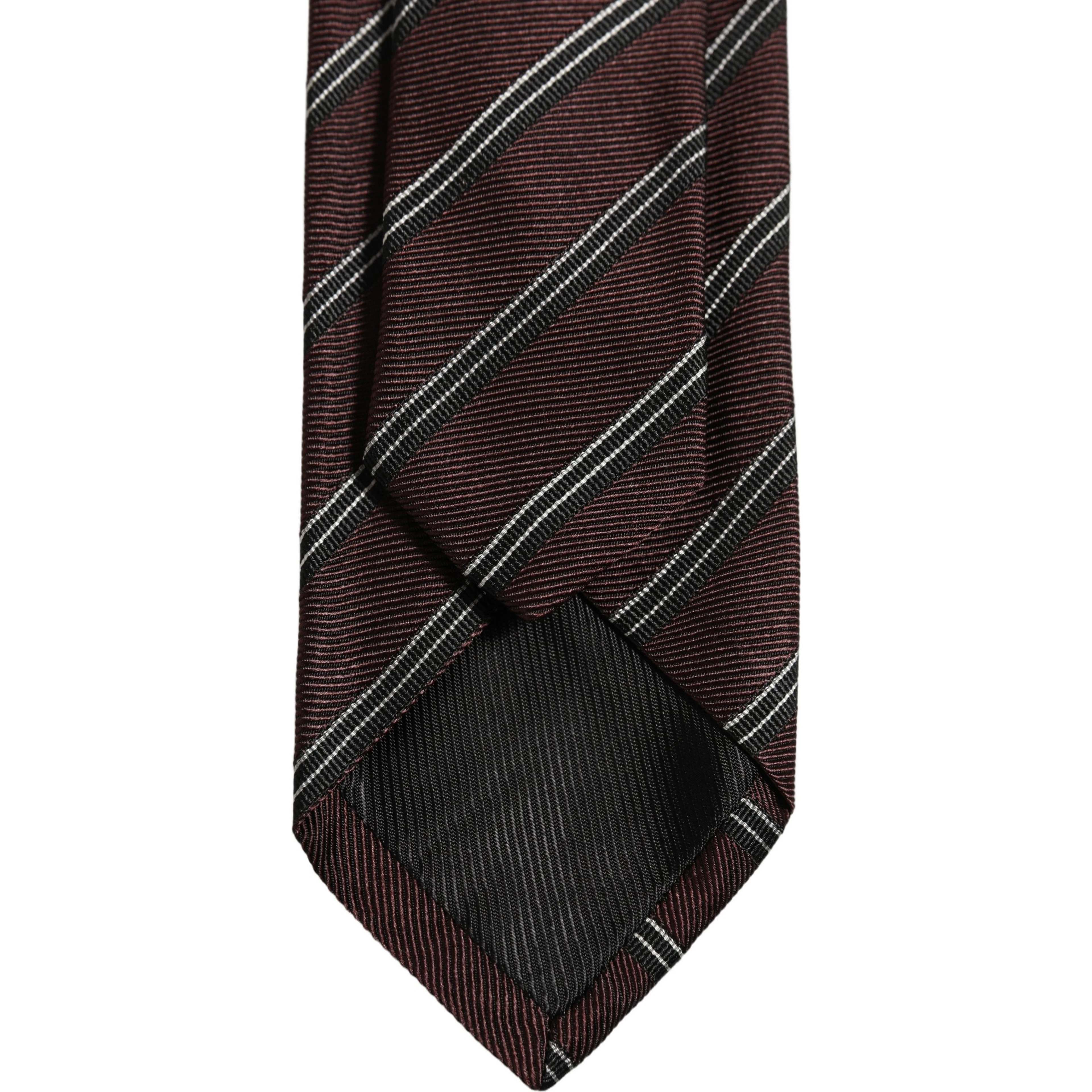 Burgundy Stripes Silk Adjustable Necktie Accessory Tie