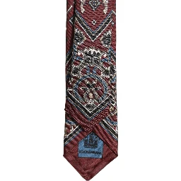 Bordeaux Printed 100% Silk Adjustable Men Necktie Tie