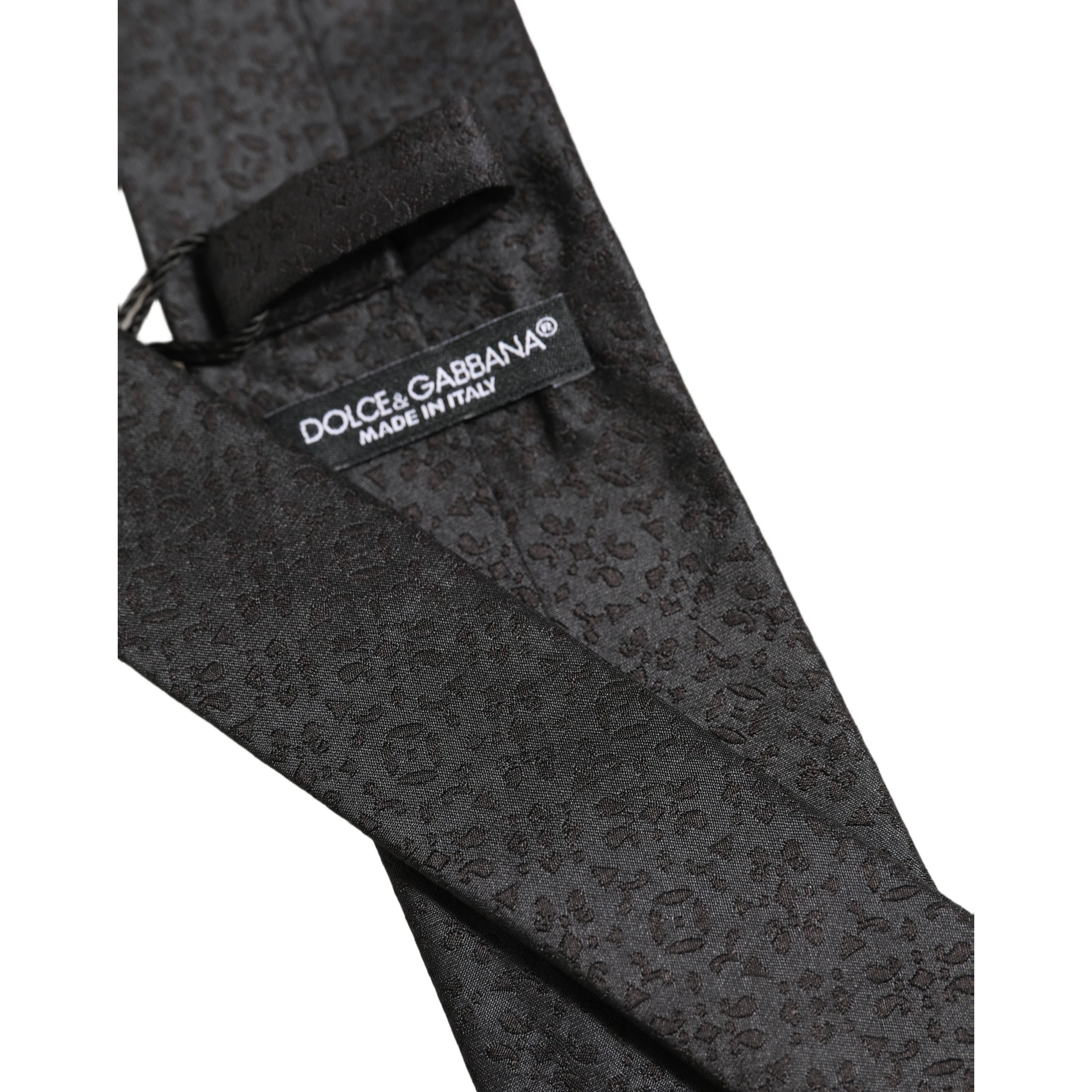 Black Jacquard Silk Adjustable Necktie Men Accessory Tie