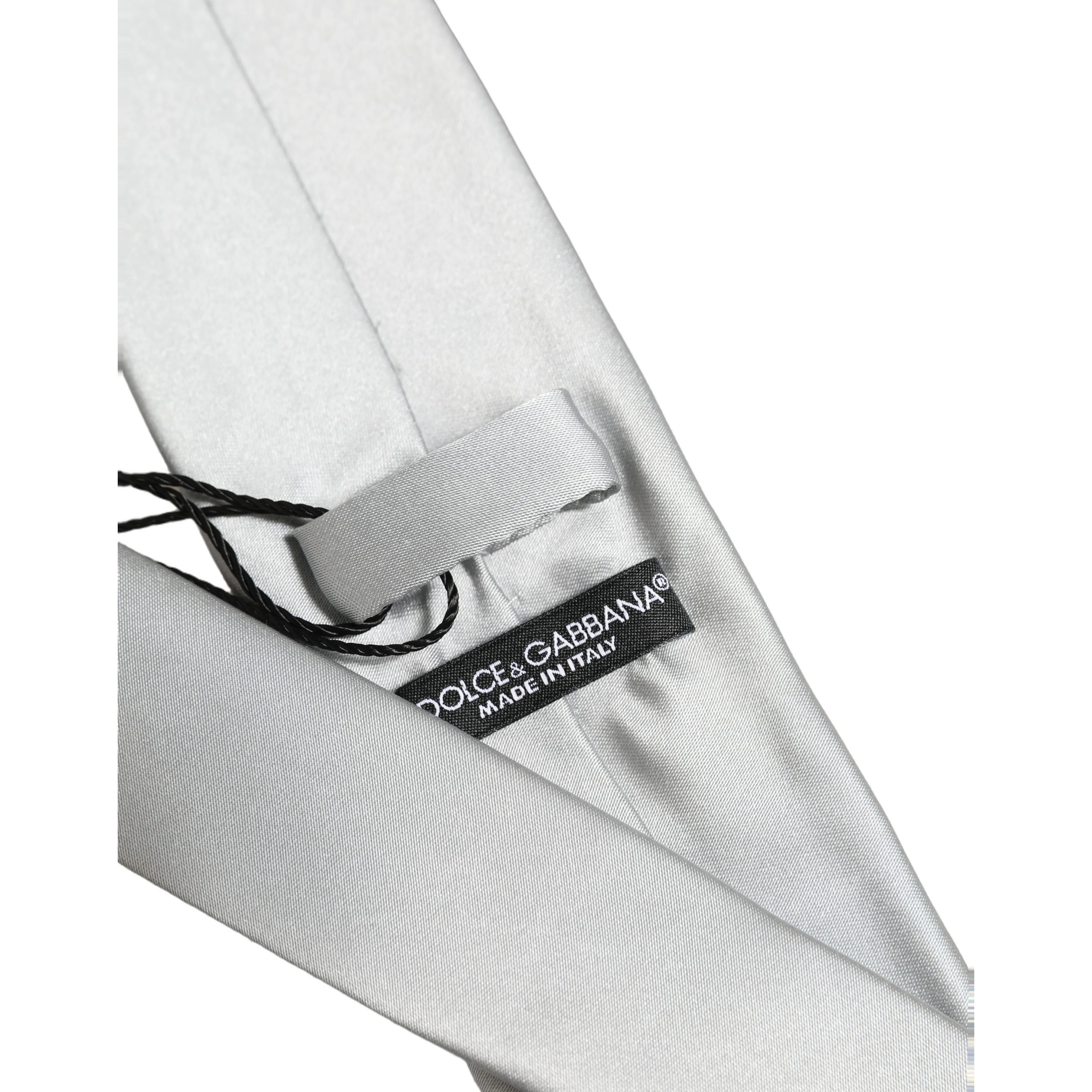Gray Satin 100% Silk Adjustable Tied Men Necktie Tie
