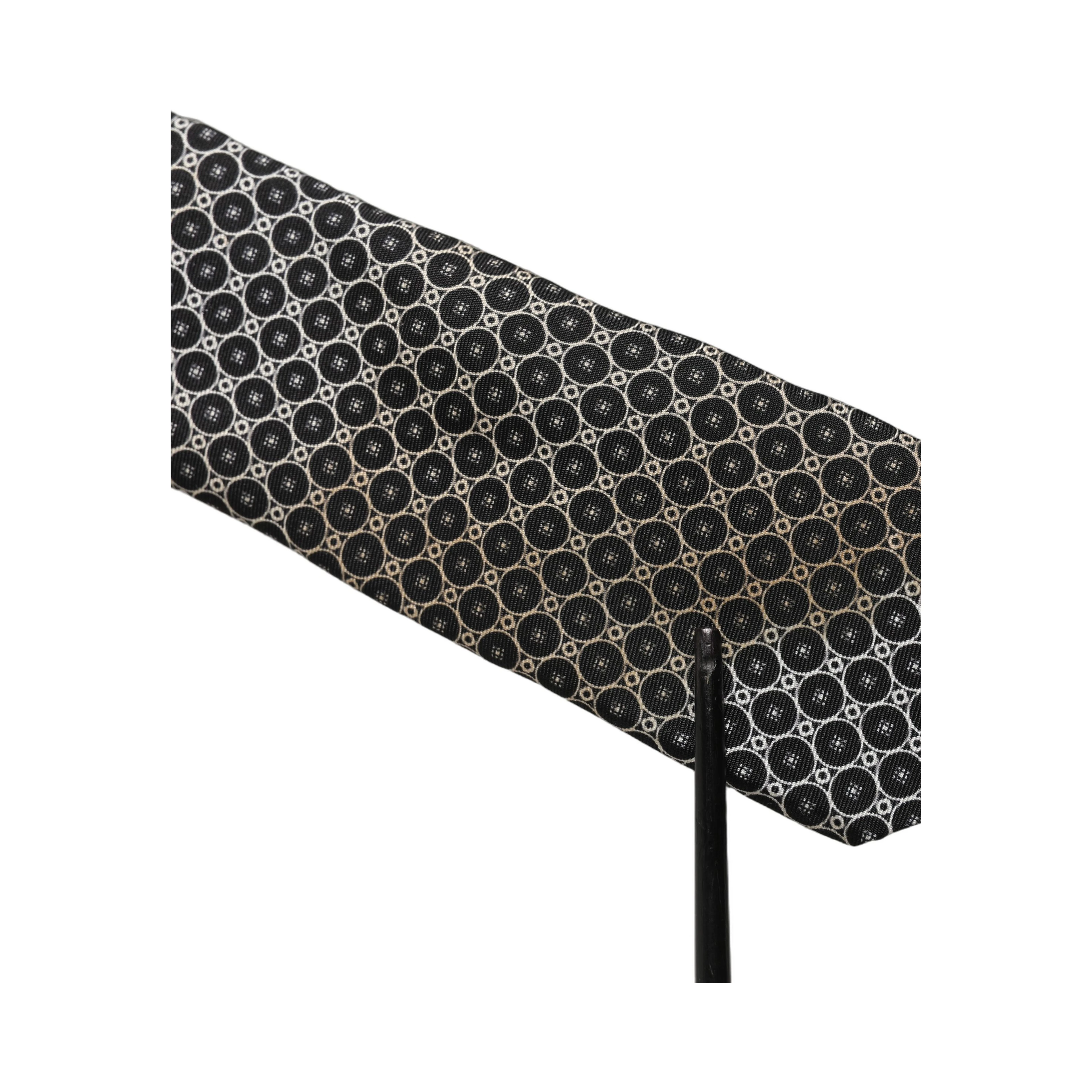 Black White Geometric Silk Adjustable Necktie Accessory Tie