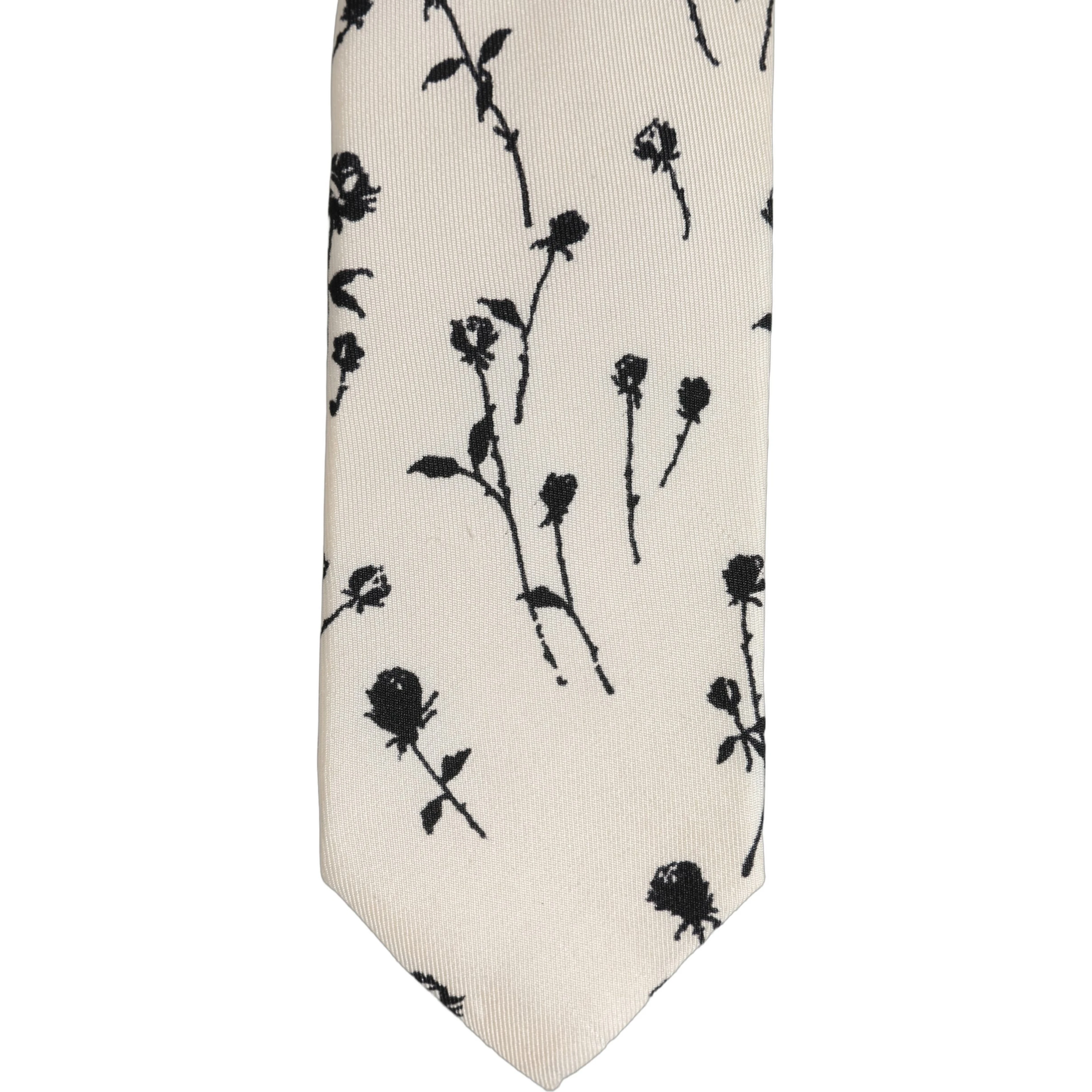 Off White Floral Print Adjustable Necktie Accessory Tie