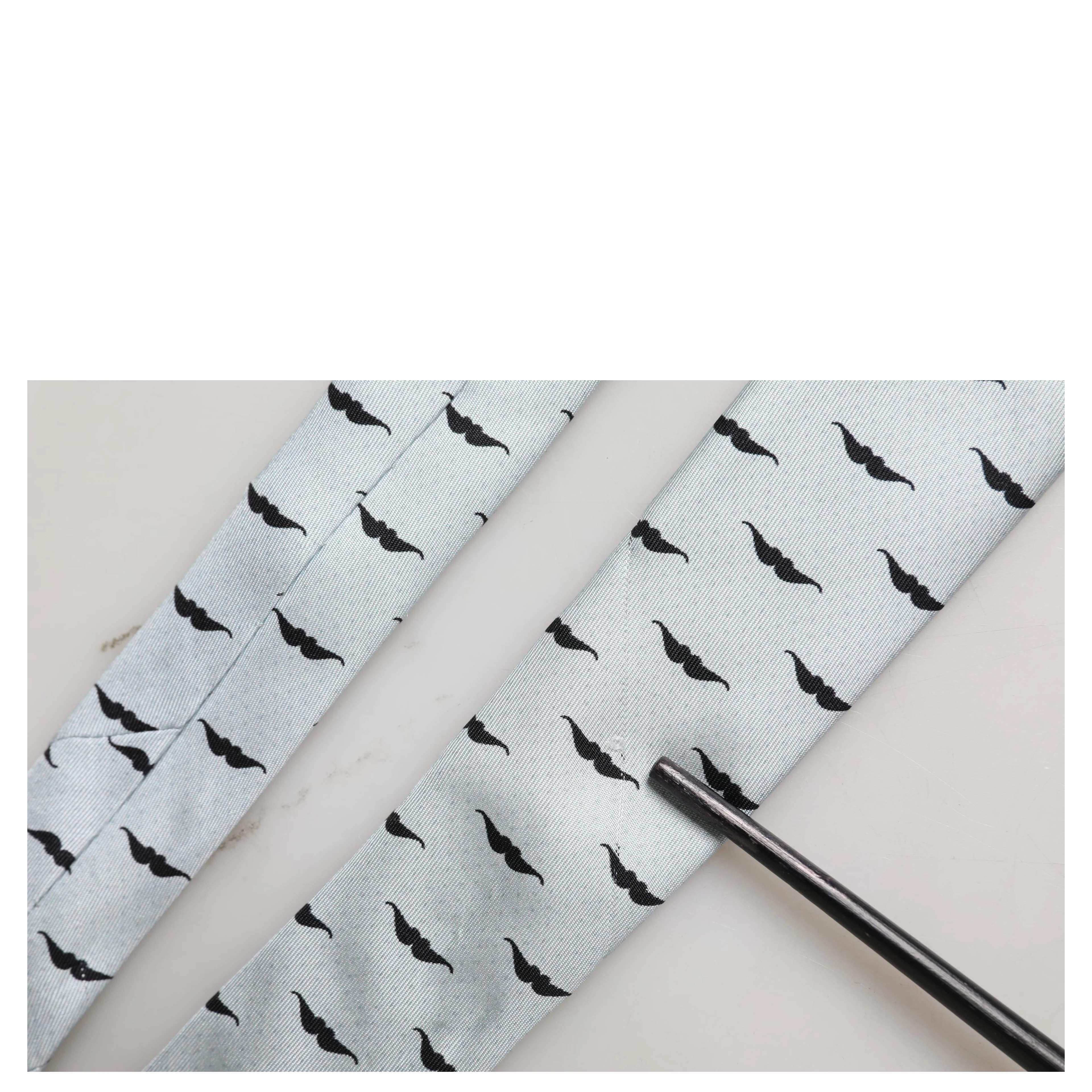 Light Gray Mustache Silk Adjustable Necktie Accessory