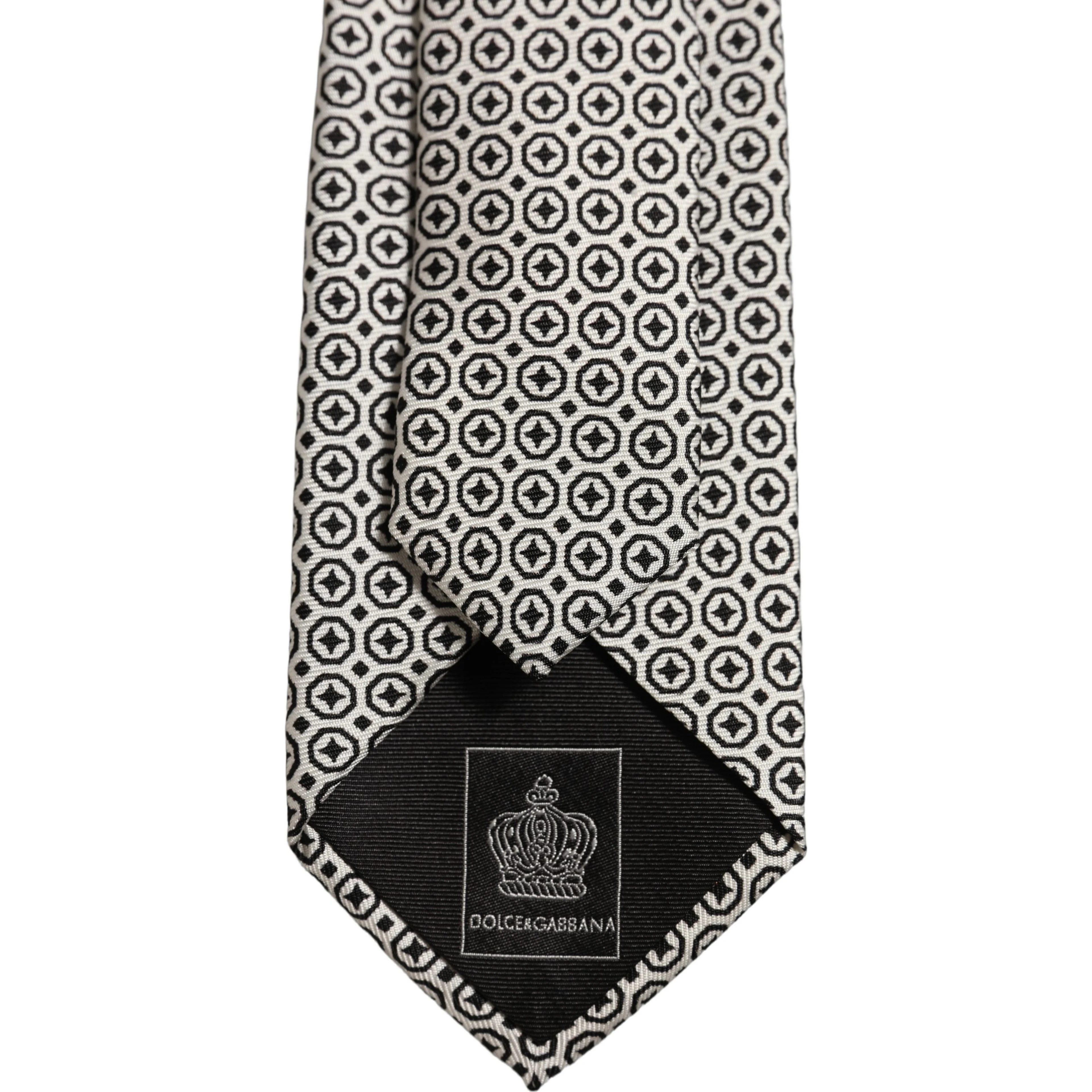 Black White Geometric Adjustable Necktie Accessory Tie
