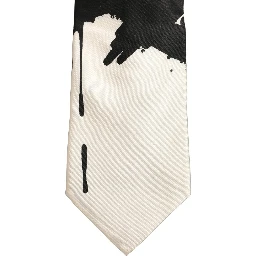 White Silk Floral Graphic Adjustable Tied Men Necktie Tie