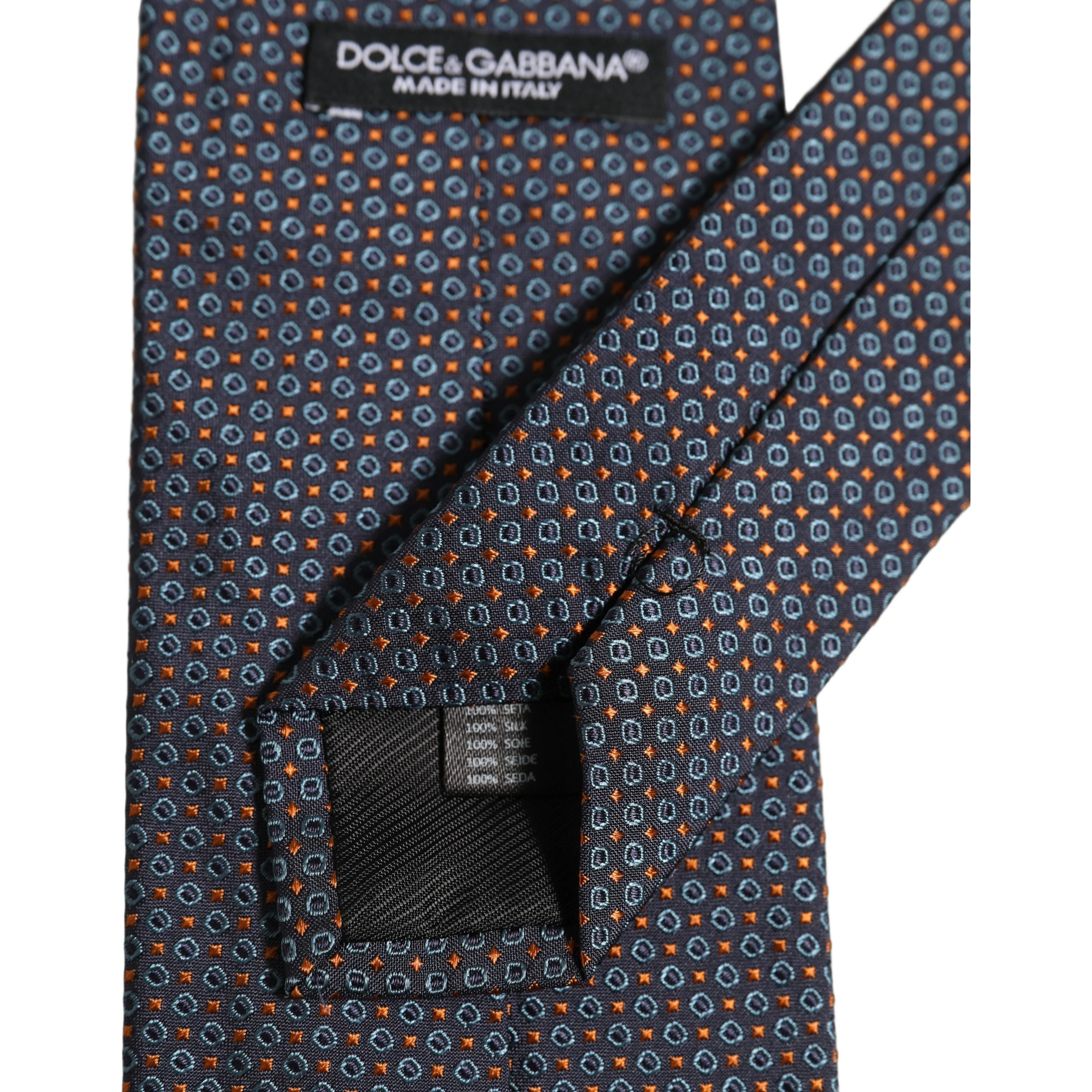 Dark Blue Geometric Silk Adjustable Necktie Accessory Tie