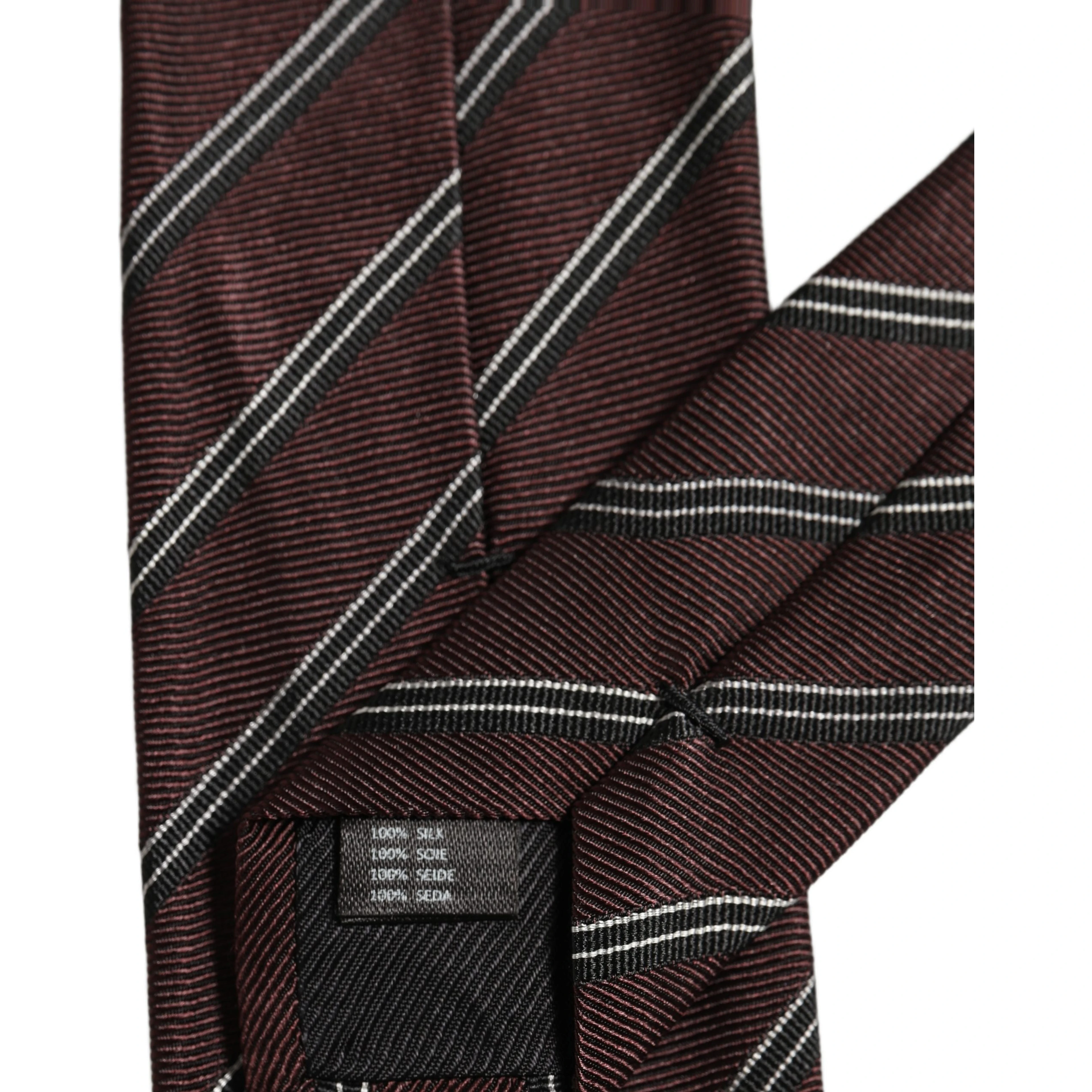Burgundy Stripes Silk Adjustable Necktie Accessory Tie