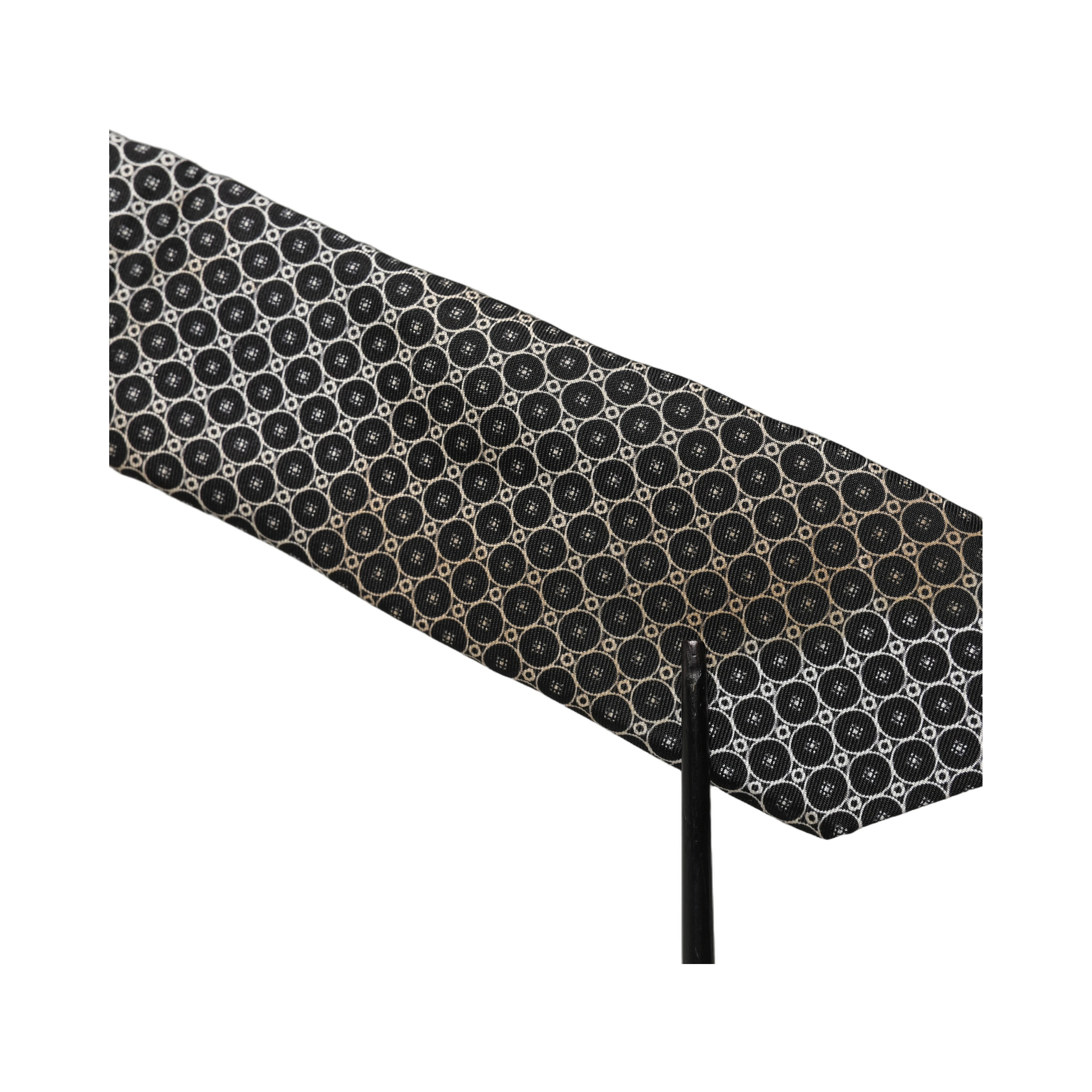 Black White Geometric Silk Adjustable Necktie Accessory Tie