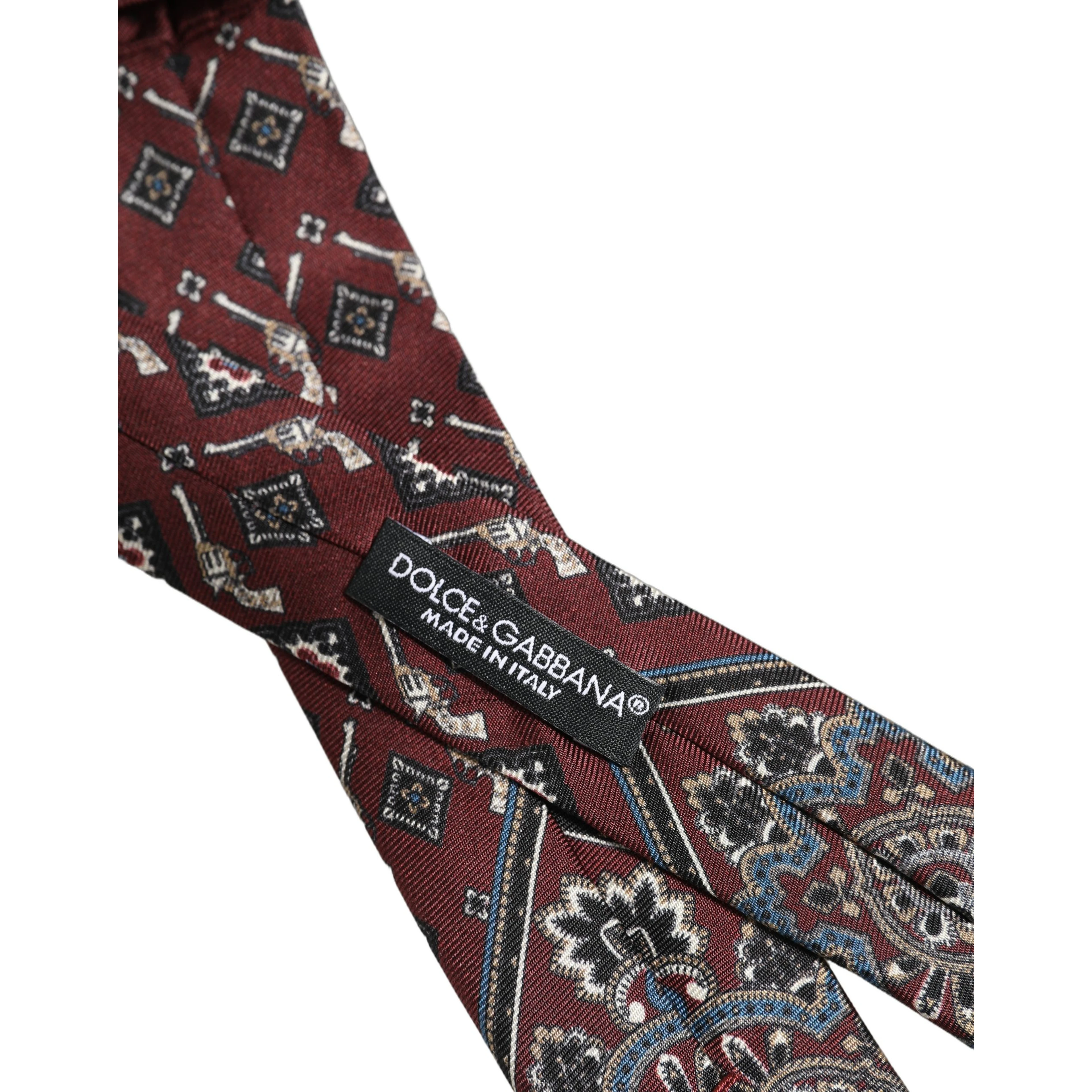 Bordeaux Printed 100% Silk Adjustable Men Necktie Tie