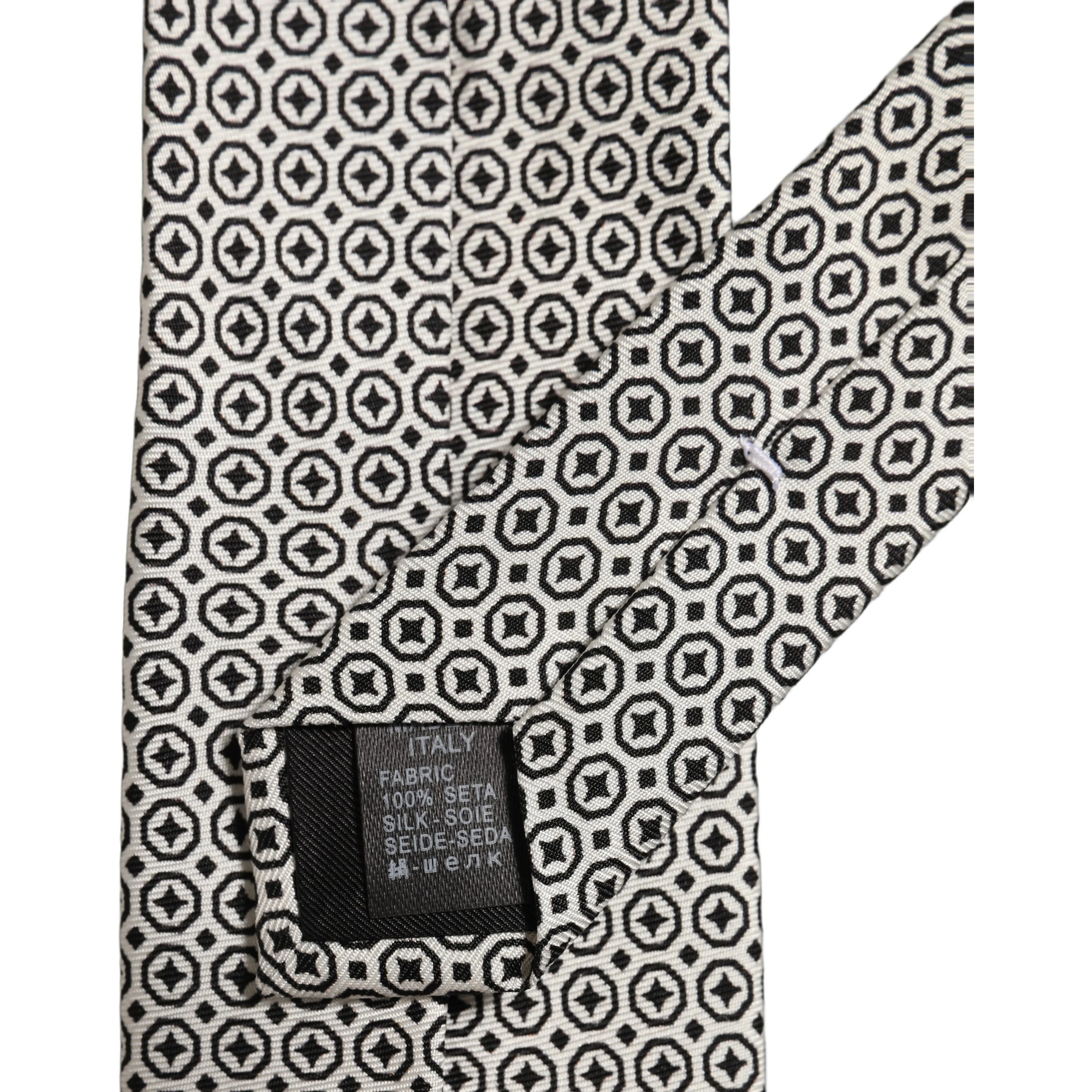 Black White Geometric Adjustable Necktie Accessory Tie