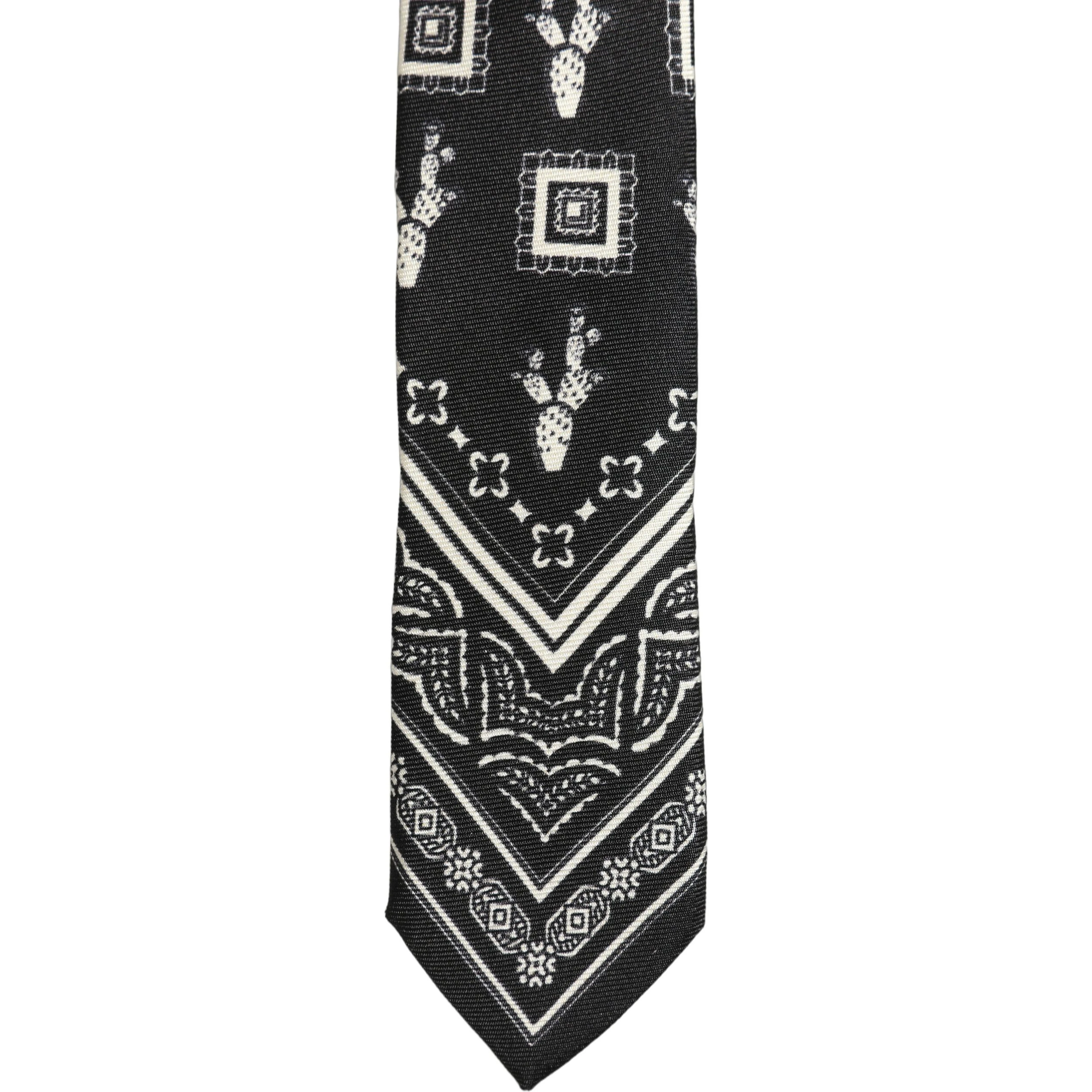 Black Patterned 100%Silk Adjustable Necktie Accessory Tie