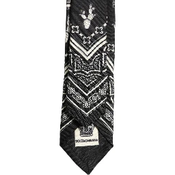 Black Patterned 100%Silk Adjustable Necktie Accessory Tie
