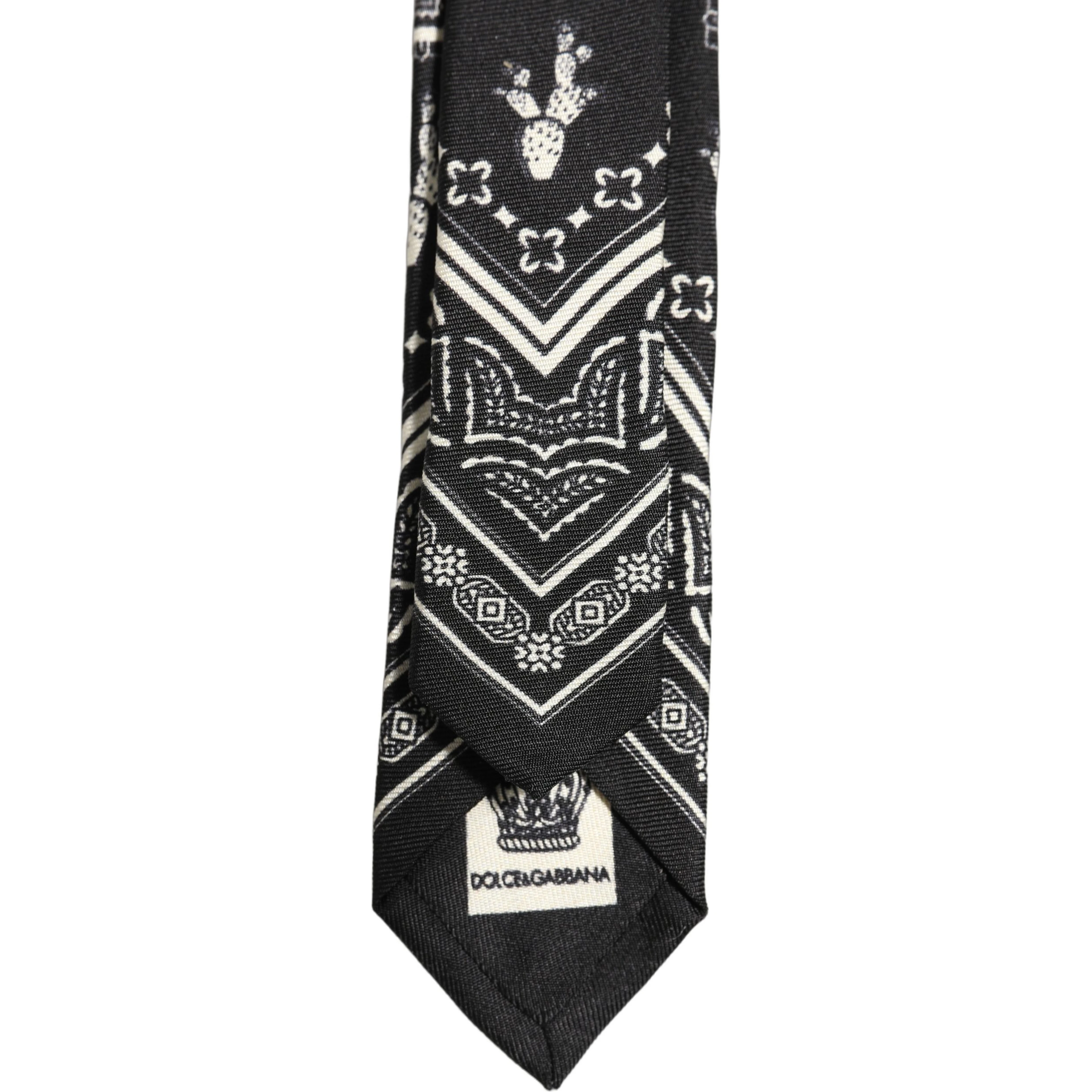 Black Patterned 100%Silk Adjustable Necktie Accessory Tie
