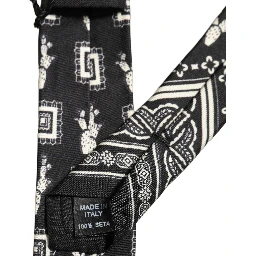 Black Patterned 100%Silk Adjustable Necktie Accessory Tie