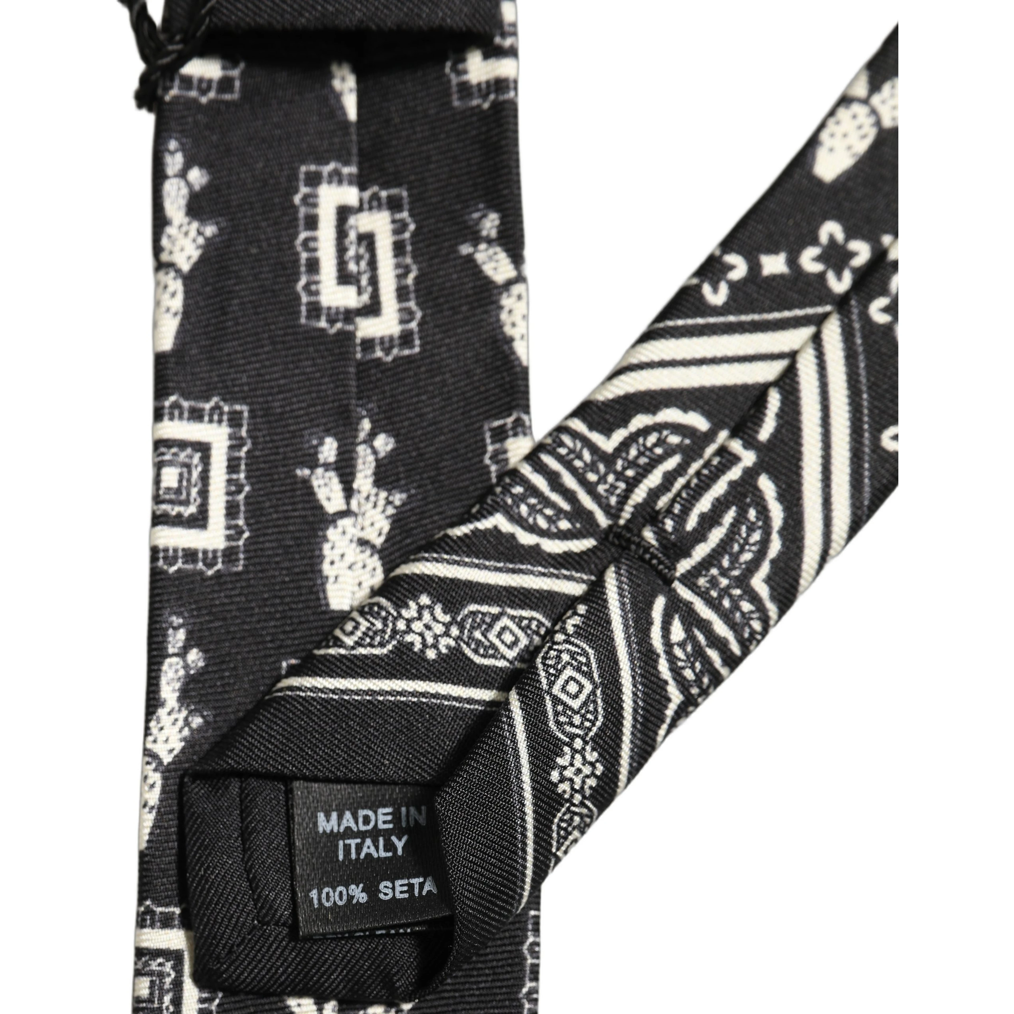 Black Patterned 100%Silk Adjustable Necktie Accessory Tie
