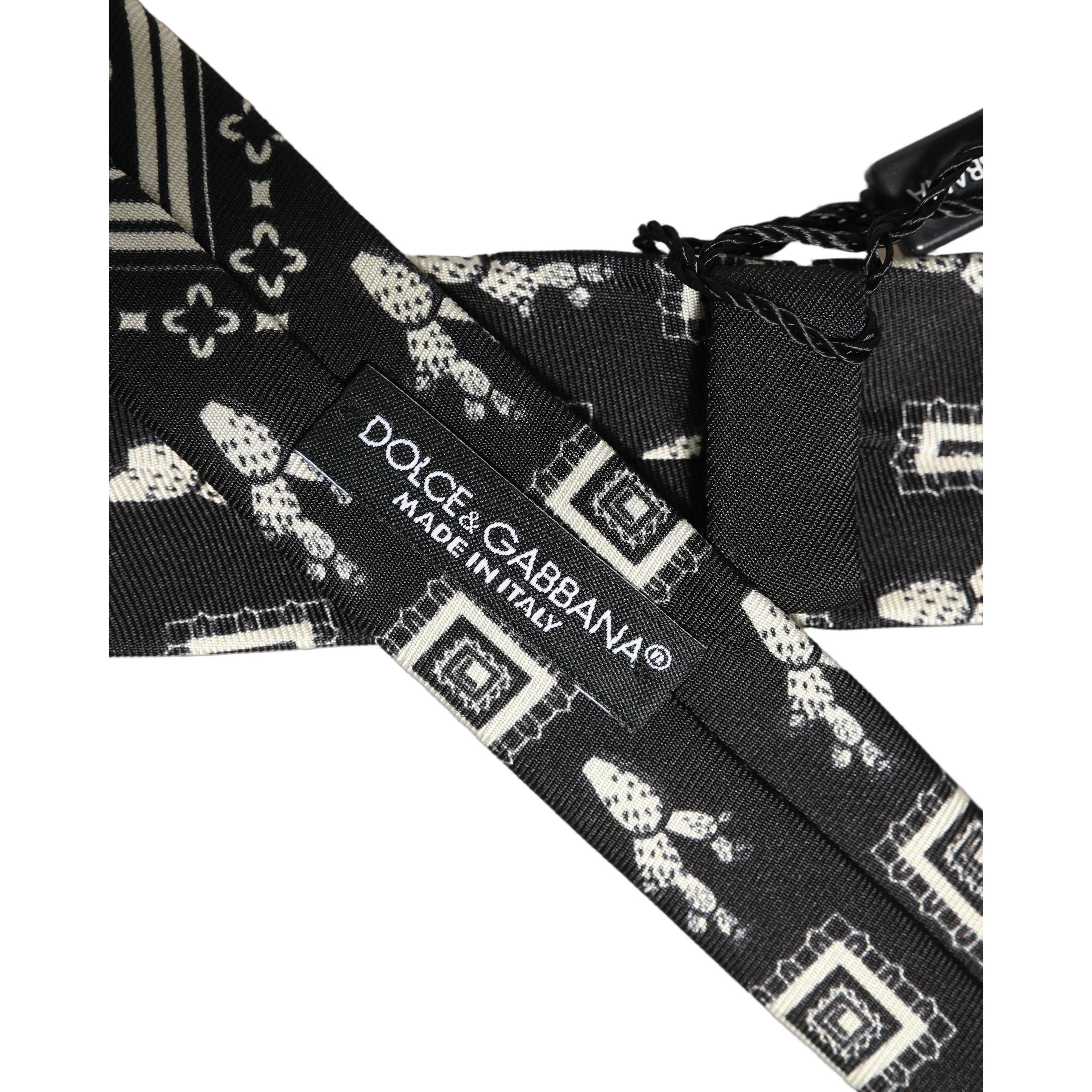 Black Patterned 100%Silk Adjustable Necktie Accessory Tie