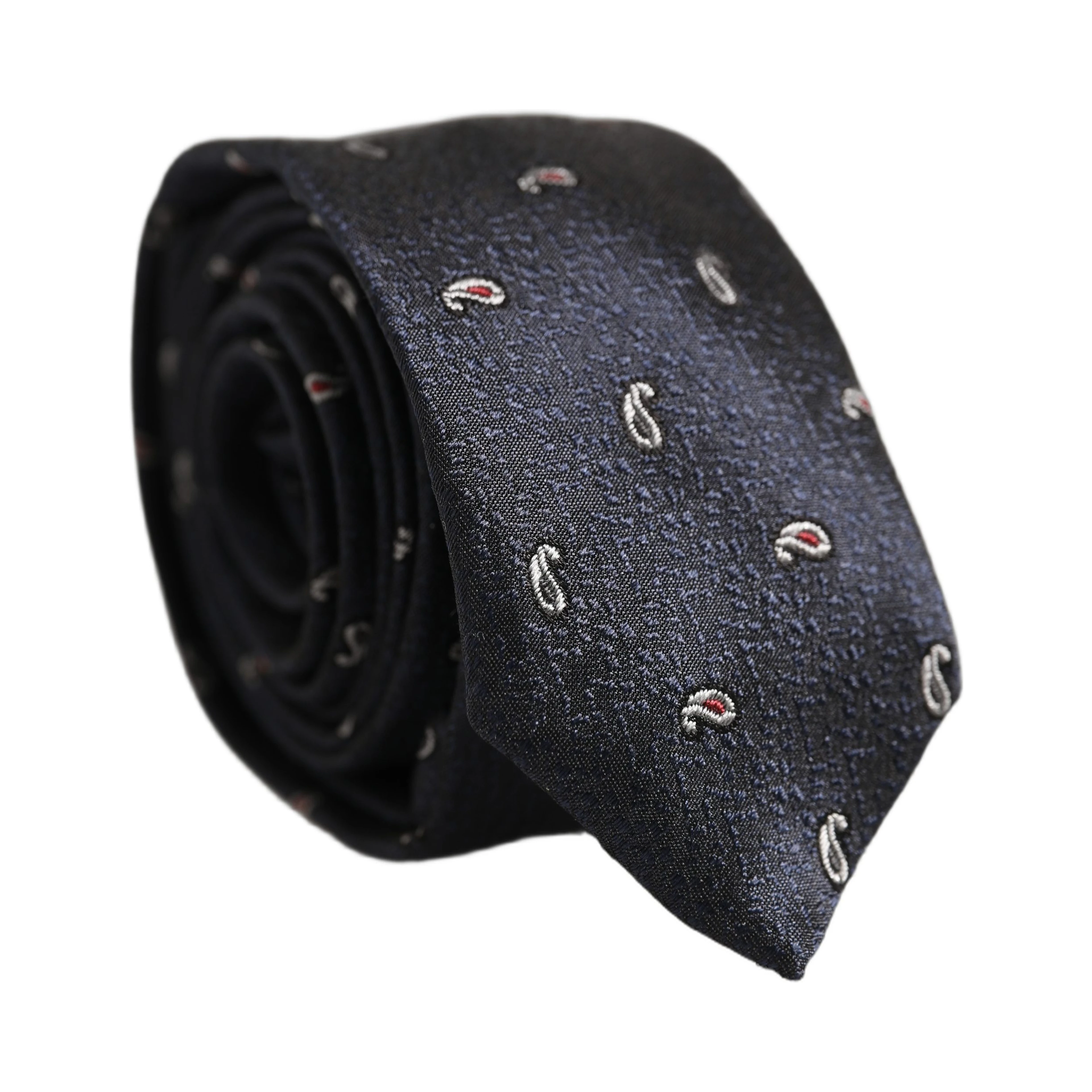 Dark Blue Silk Paisley Adjustable Tied Men Necktie Tie