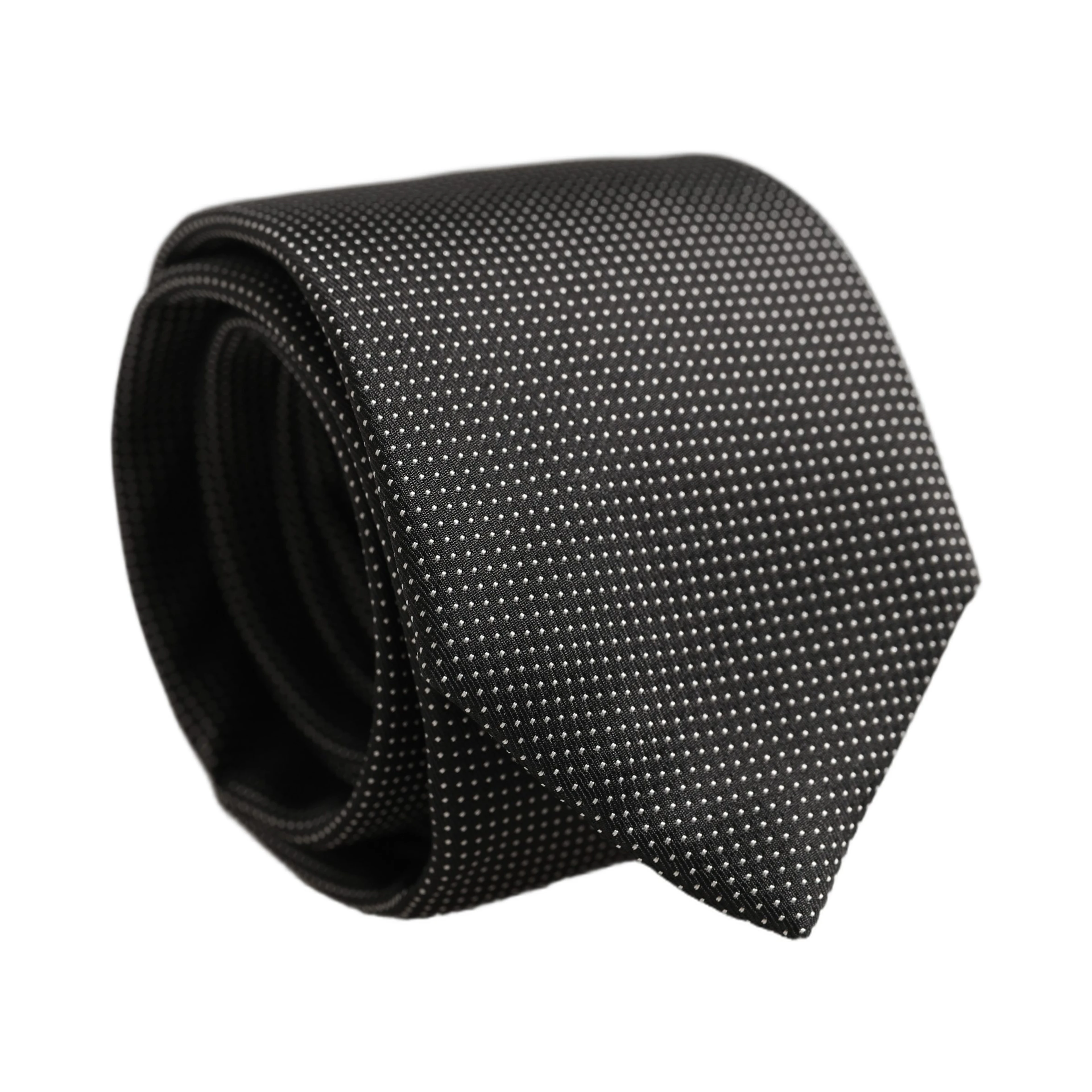 Black Silk Micro Polka Dot Adjustable Tied Necktie Tie