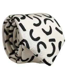 Men Cream Silk Abstract Adjustable Tied Necktie Tie