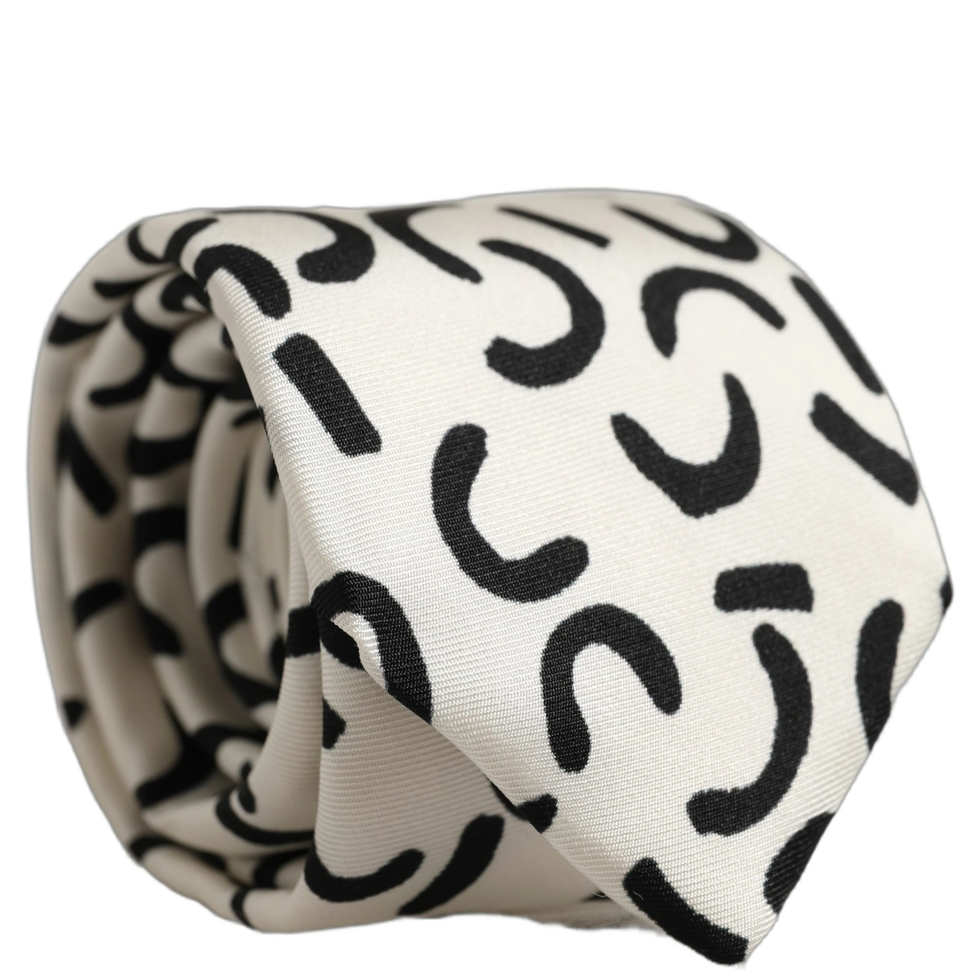Men Cream Silk Abstract Adjustable Tied Necktie Tie