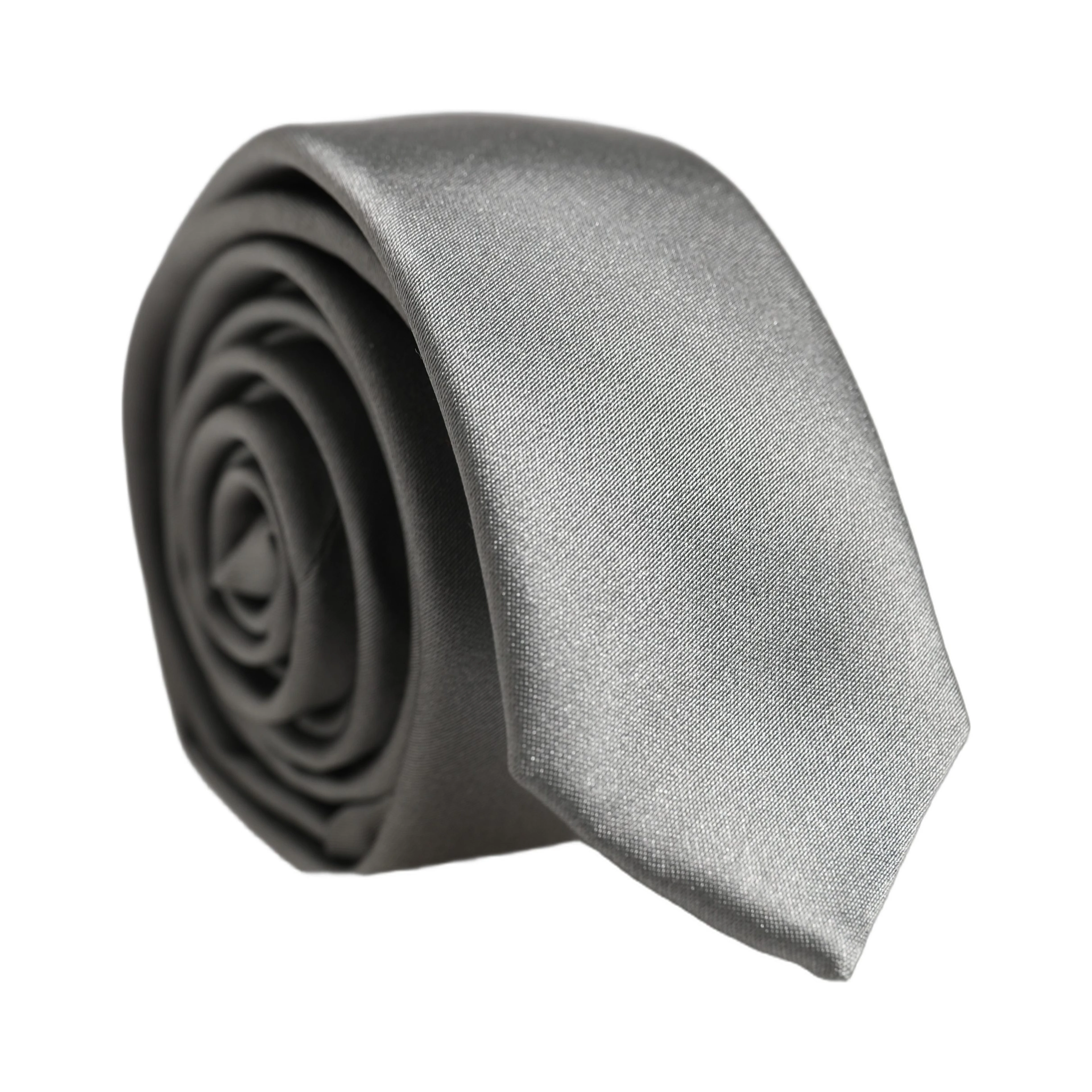 Gray Satin 100% Silk Adjustable Tied Men Necktie Tie