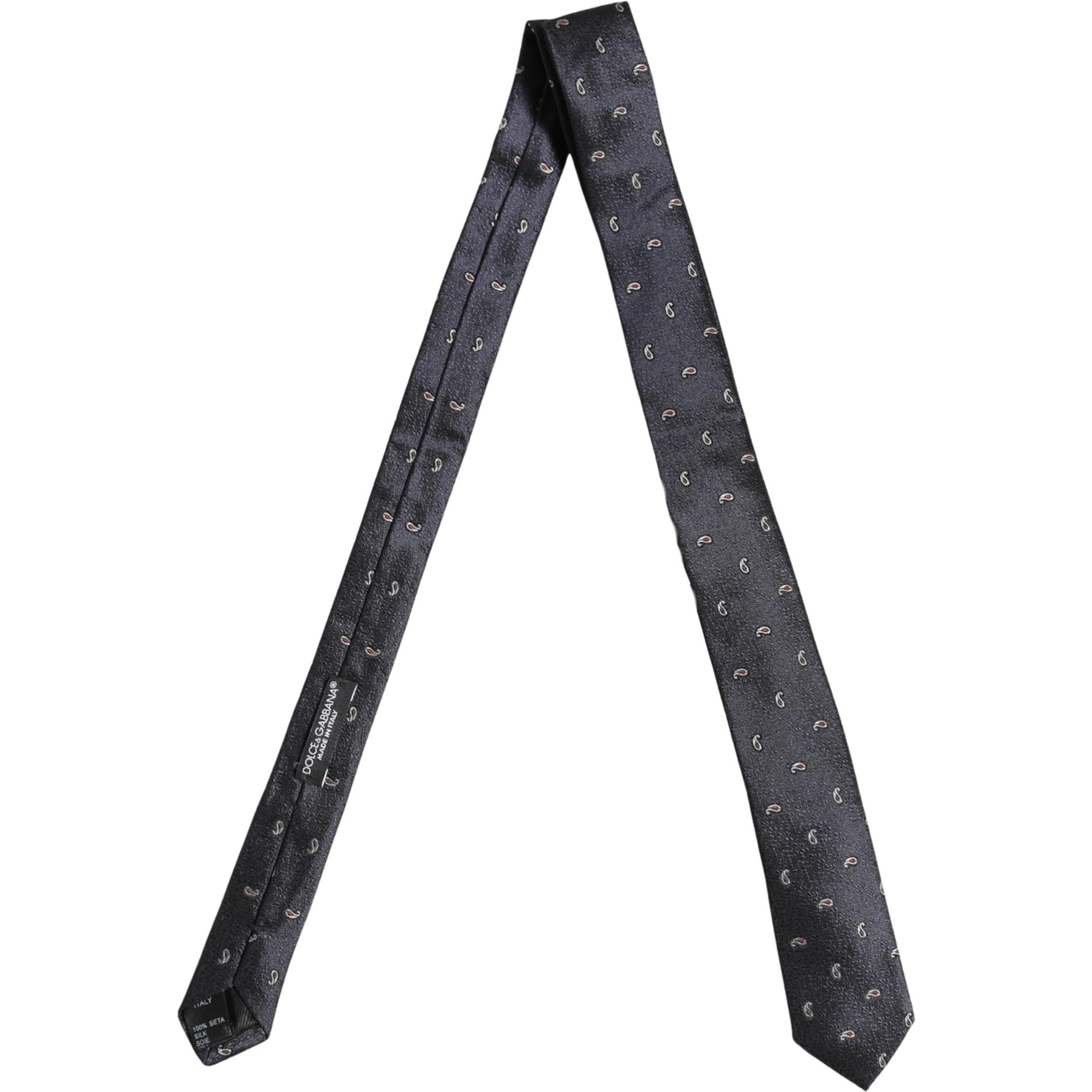 Dark Blue Silk Paisley Adjustable Tied Men Necktie Tie
