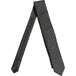 Black Silk Micro Polka Dot Adjustable Tied Necktie Tie