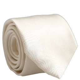 Cream Satin 100% Silk Adjustable Tied Men Necktie Tie