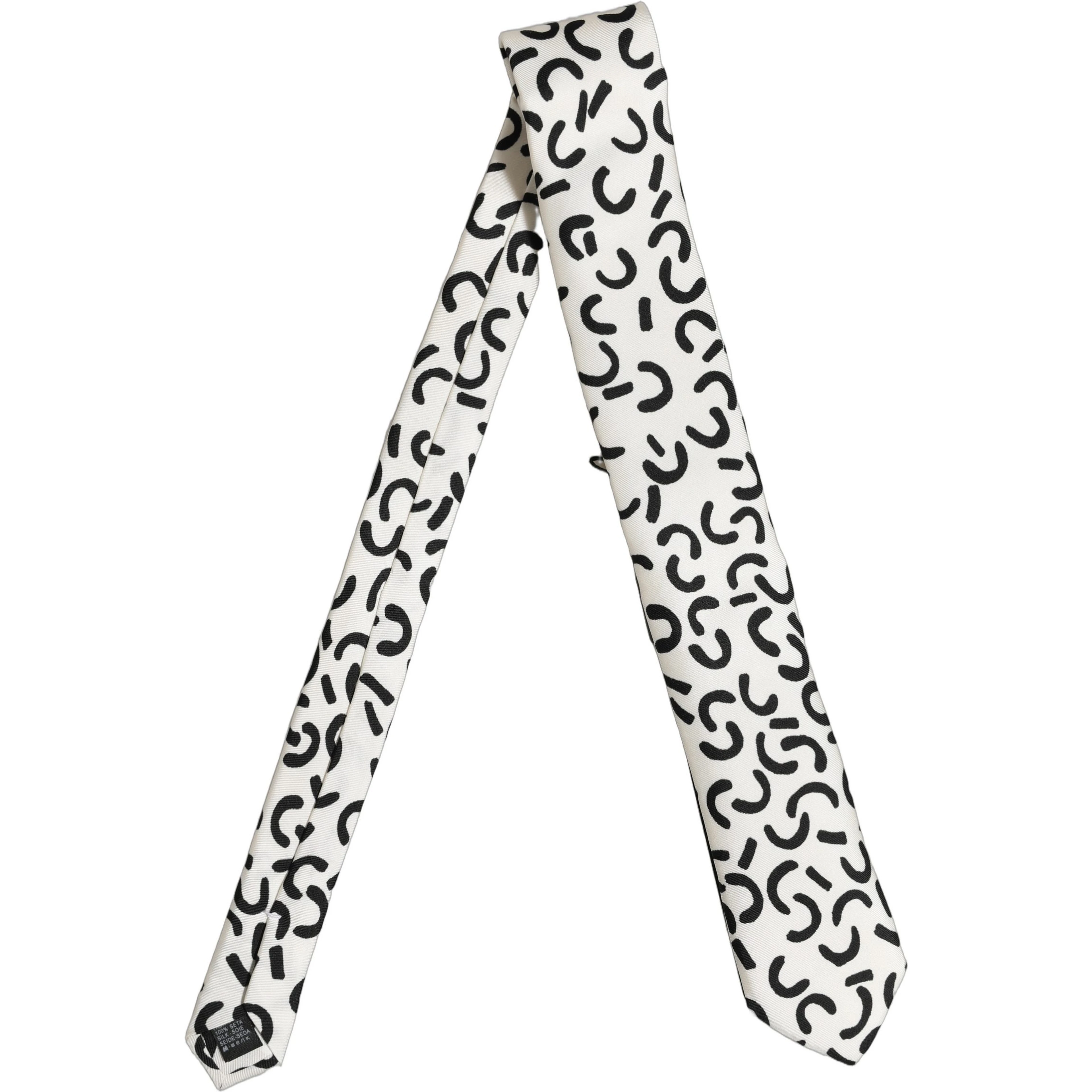 Men Cream Silk Abstract Adjustable Tied Necktie Tie