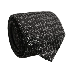 Dark Gray Silk DG Monogram Adjustable Tied Necktie Tie