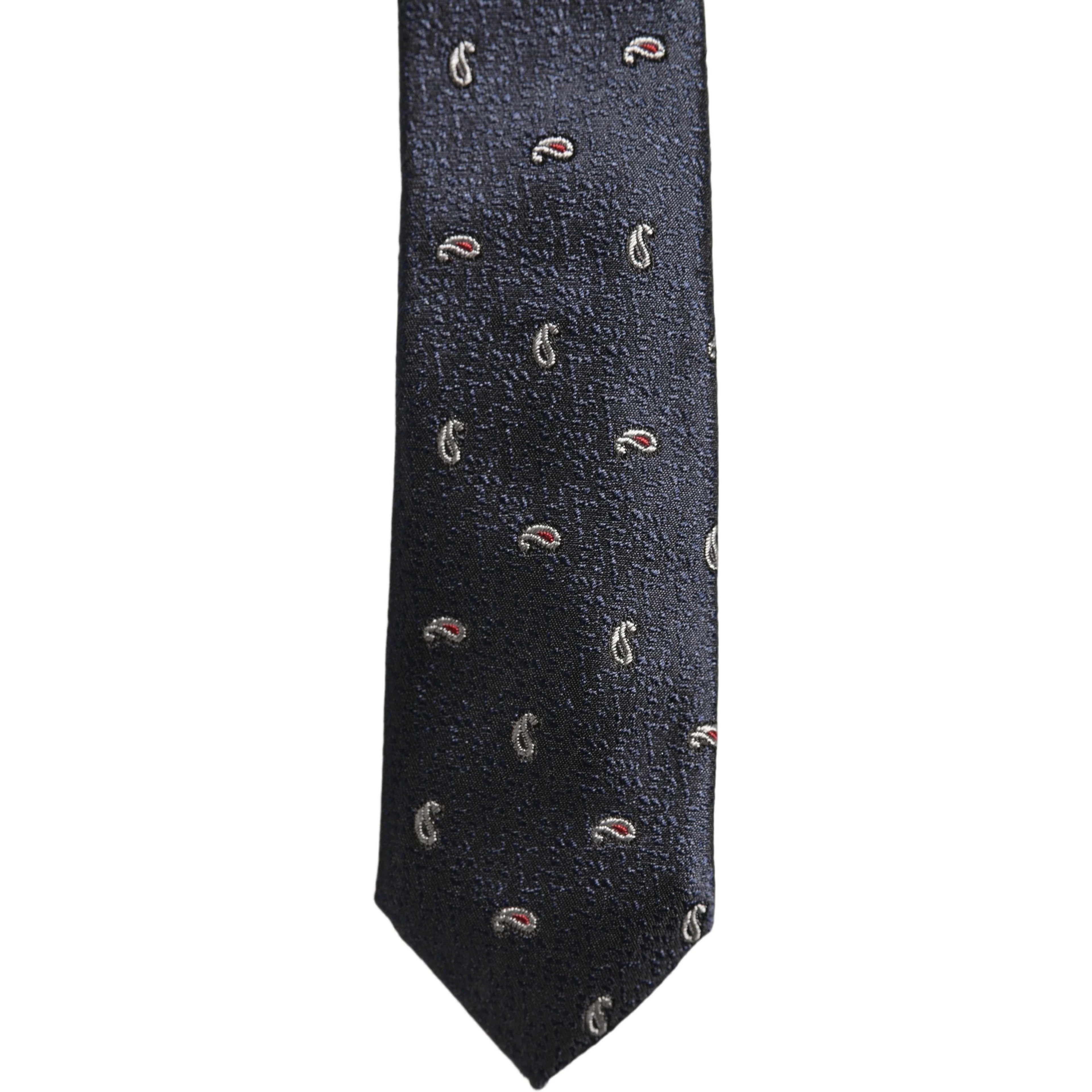 Dark Blue Silk Paisley Adjustable Tied Men Necktie Tie