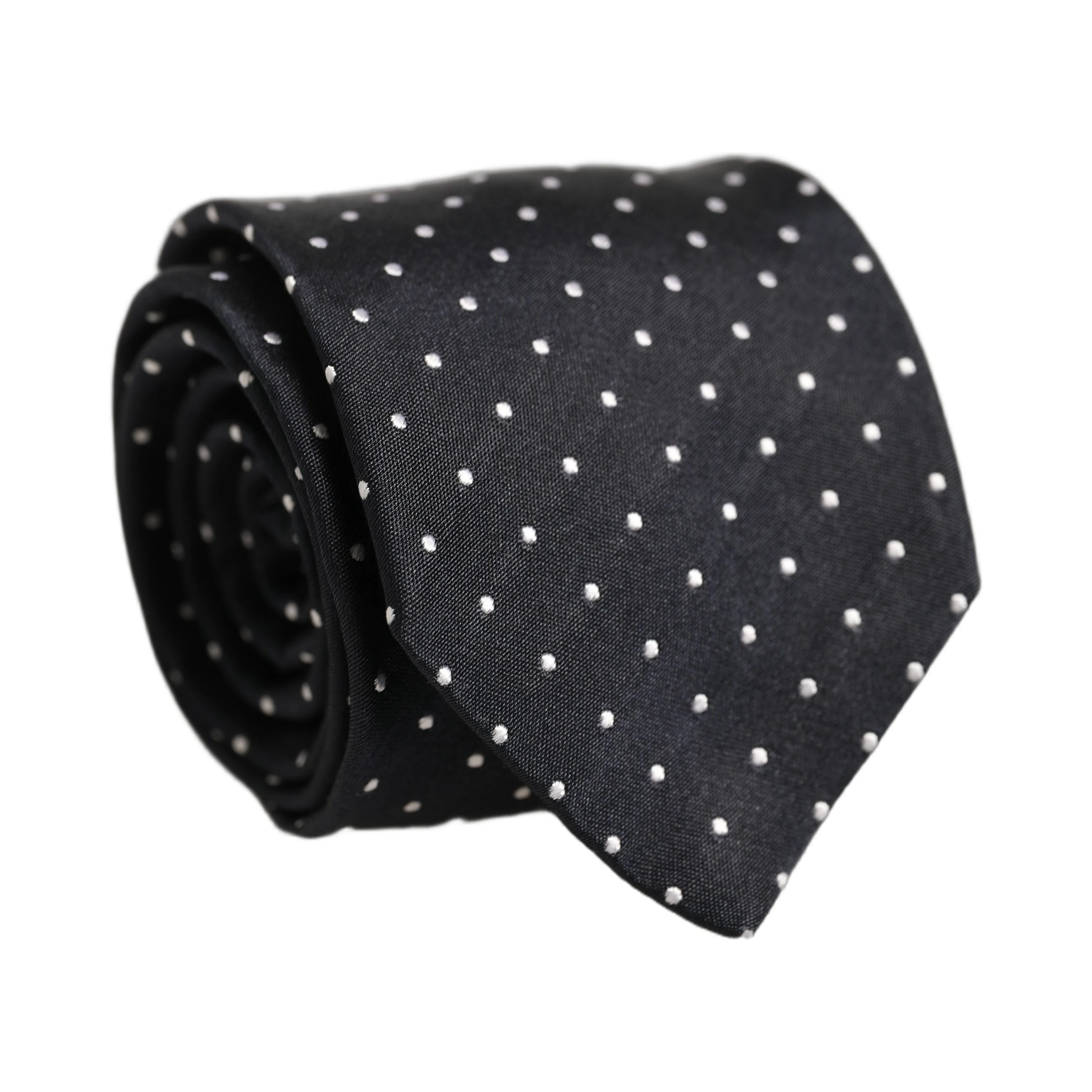 Dark Blue Silk Polka Dot Adjustable Tied Men Necktie Tie
