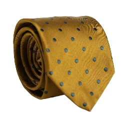 Men Mustard Silk Polka Dot Adjustable Tied Necktie Tie