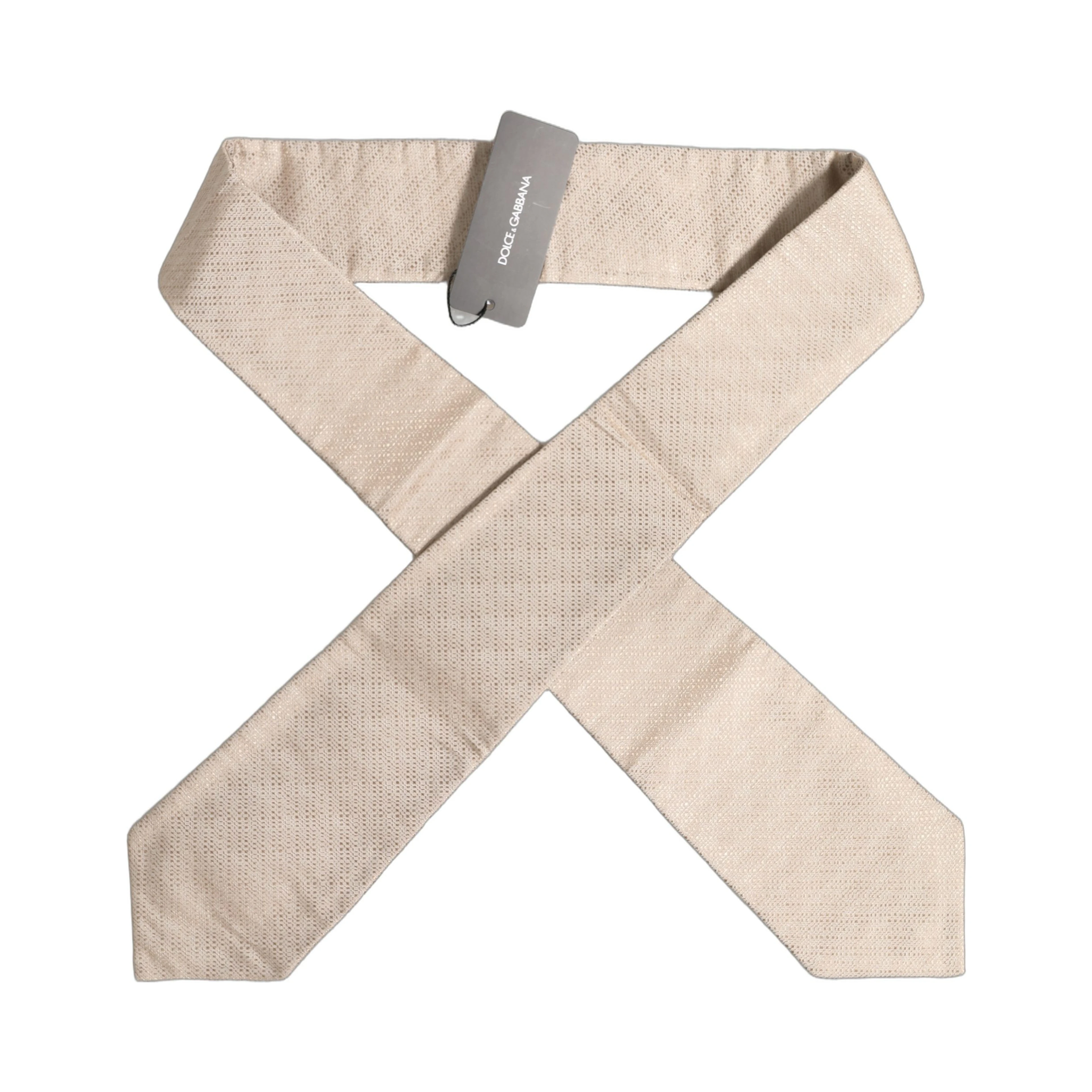 Beige Silk Textured Knit Adjustable Tied Men Necktie Tie