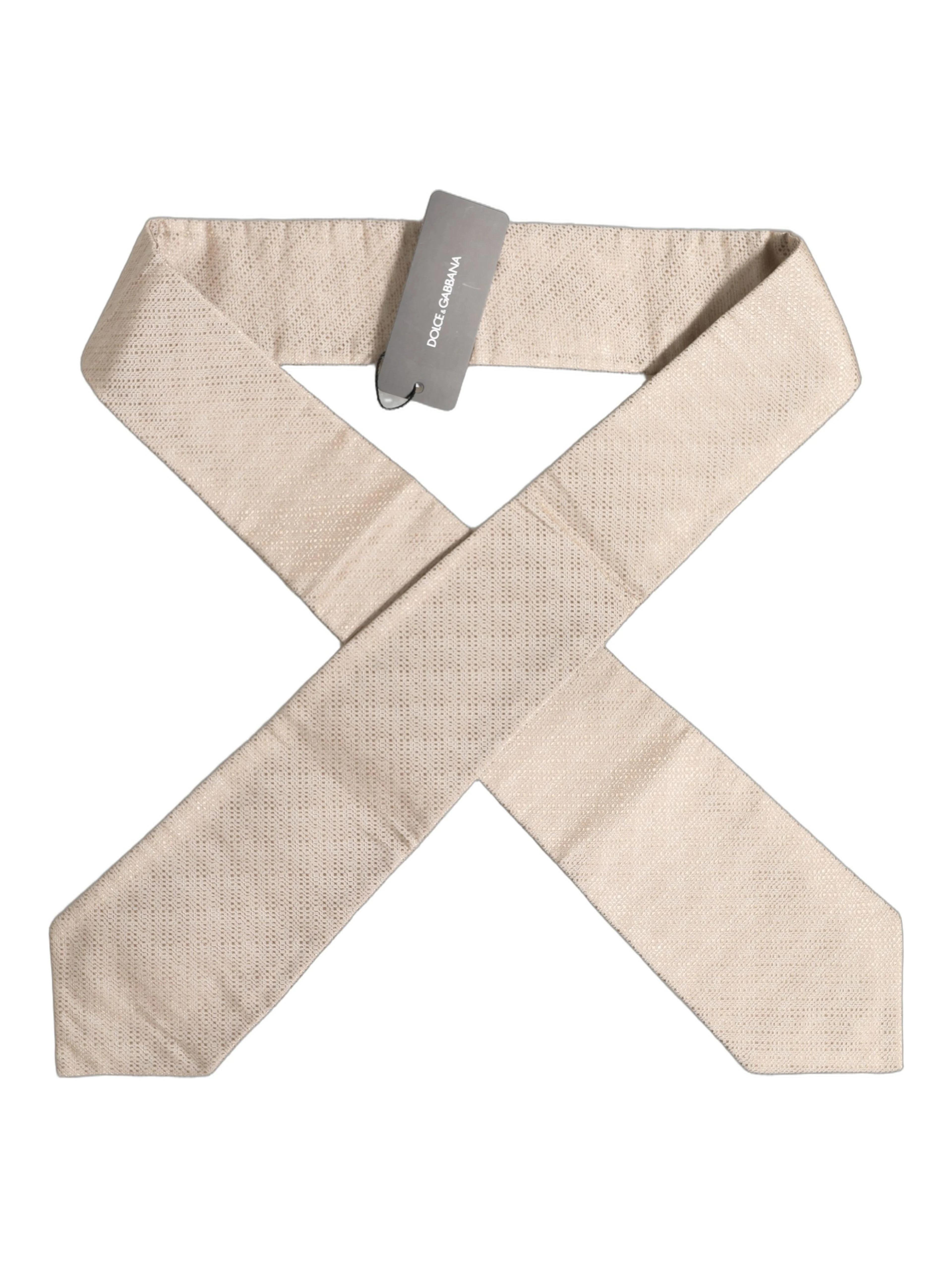 Beige Silk Textured Knit Adjustable Tied Men Necktie Tie