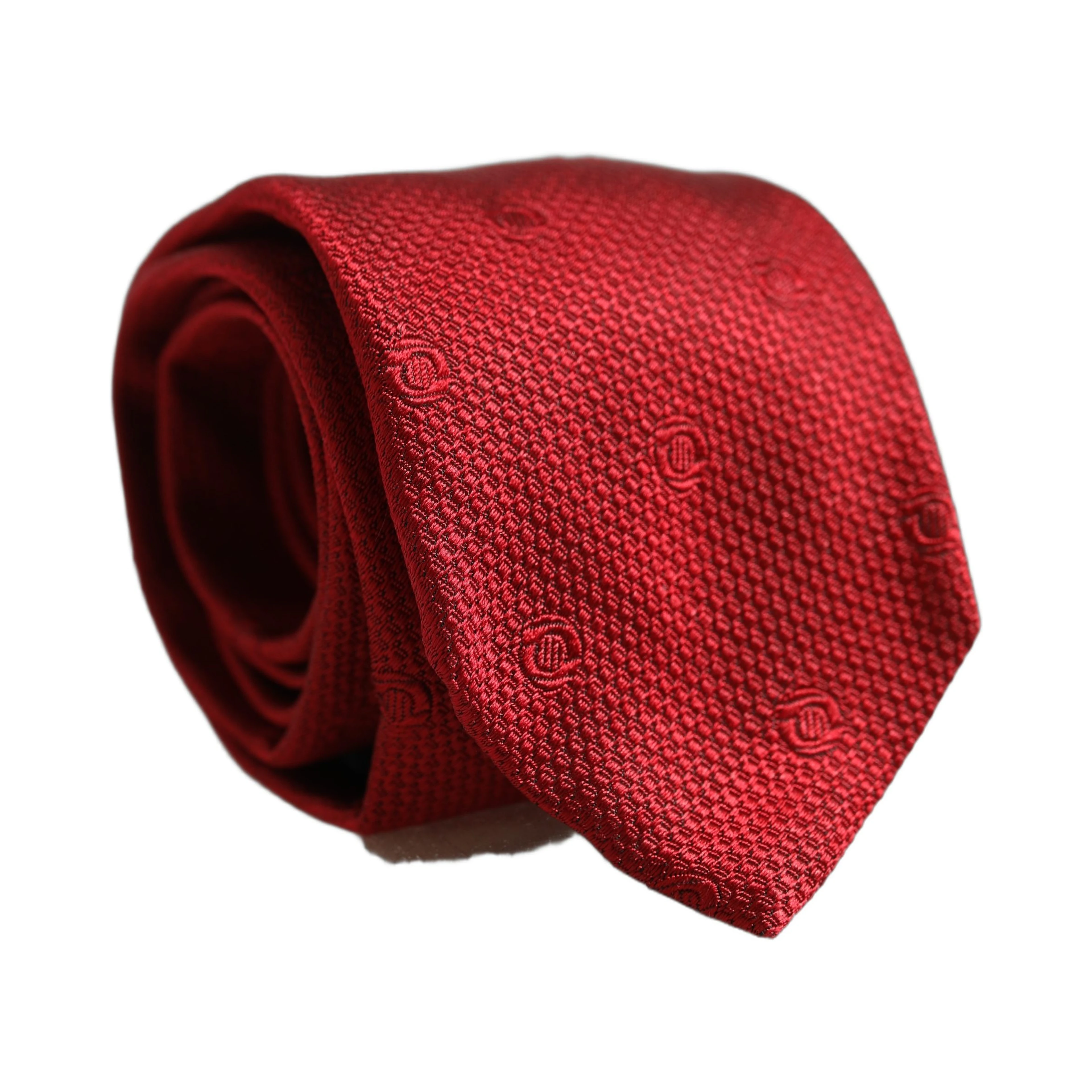 Red Silk Textured Pattern Adjustable Tied Men Necktie Tie