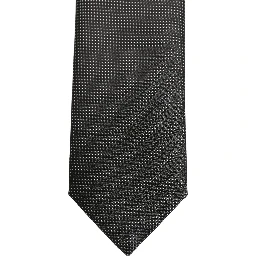 Black Silk Micro Polka Dot Adjustable Tied Necktie Tie