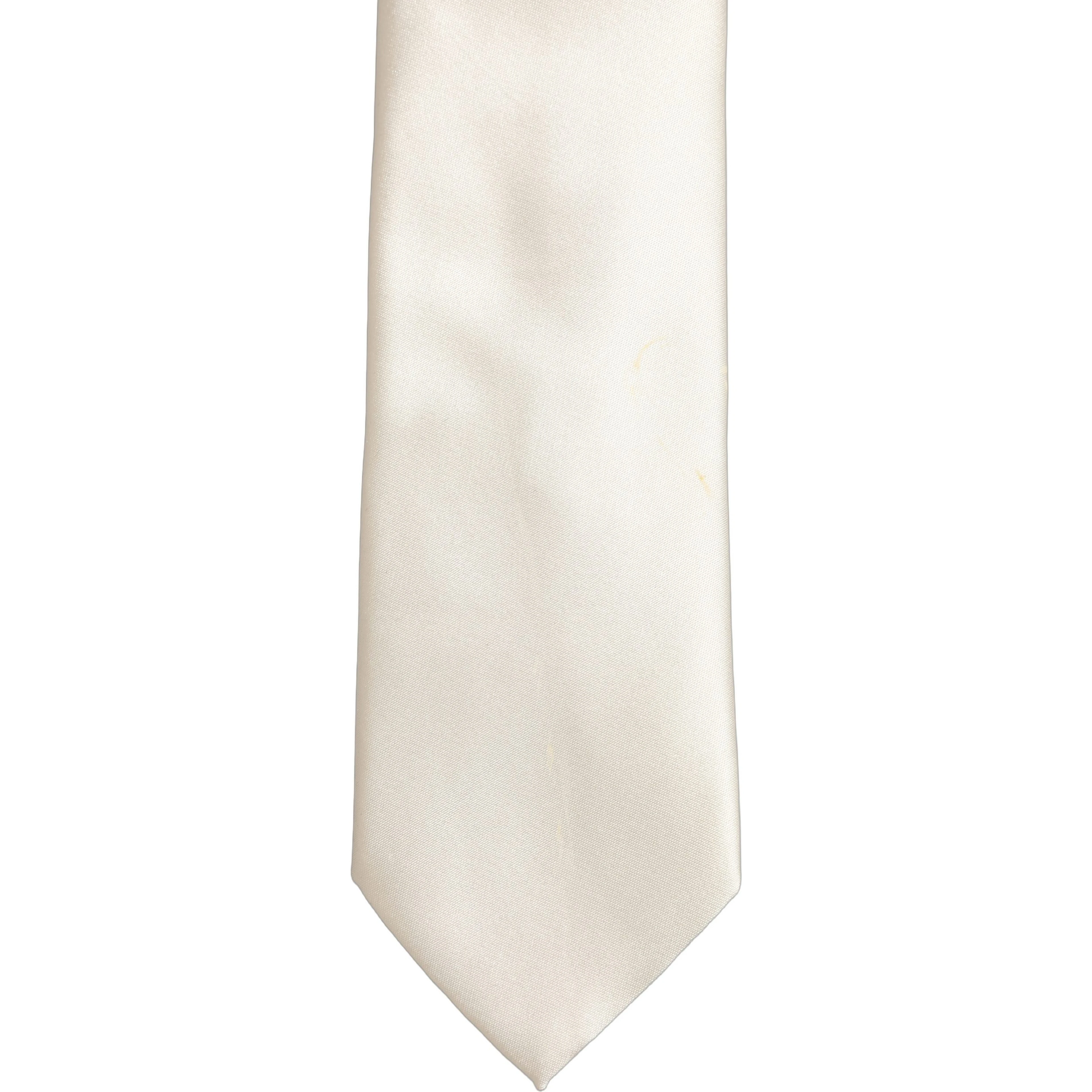 Cream Satin 100% Silk Adjustable Tied Men Necktie Tie