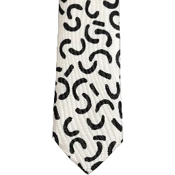 Men Cream Silk Abstract Adjustable Tied Necktie Tie