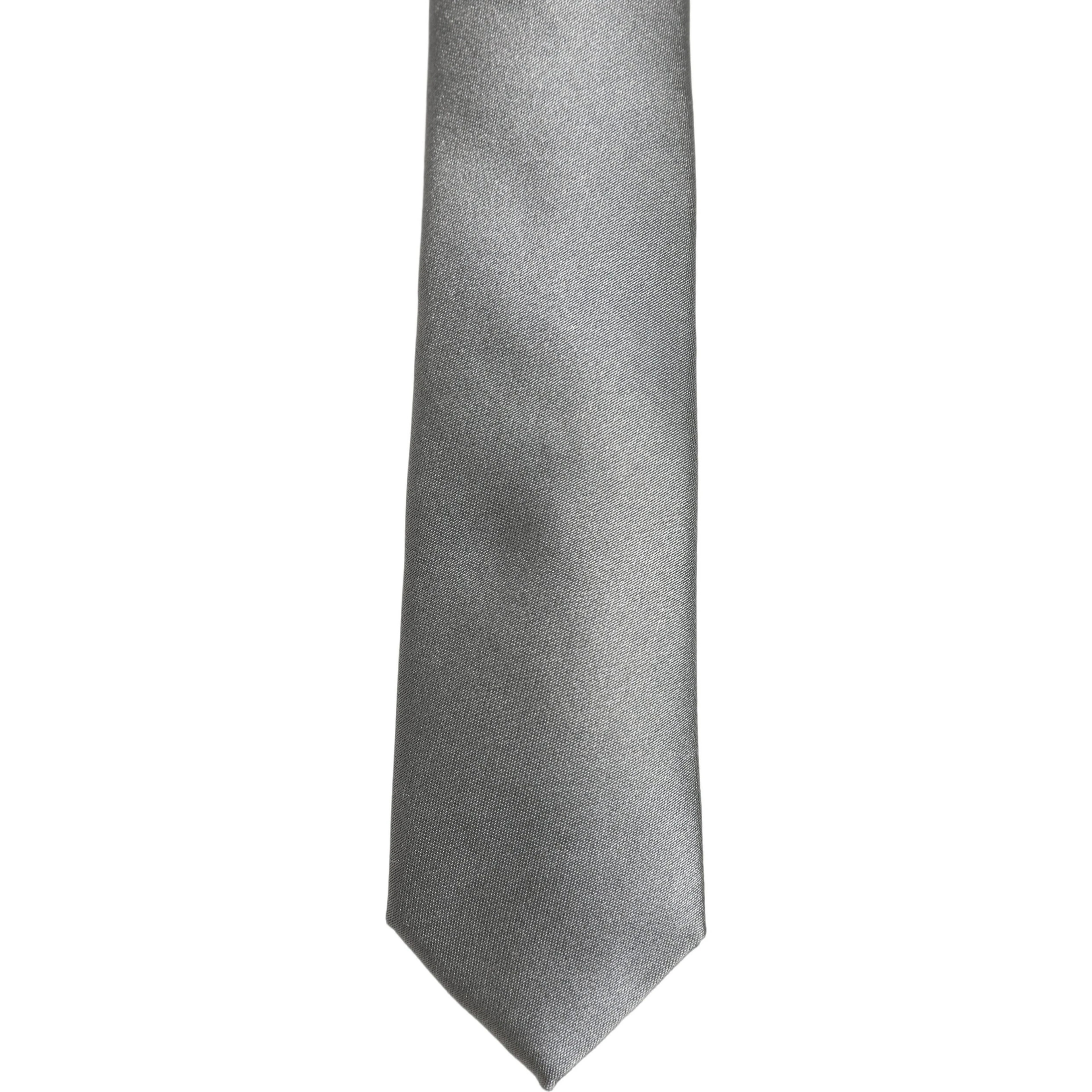 Gray Satin 100% Silk Adjustable Tied Men Necktie Tie