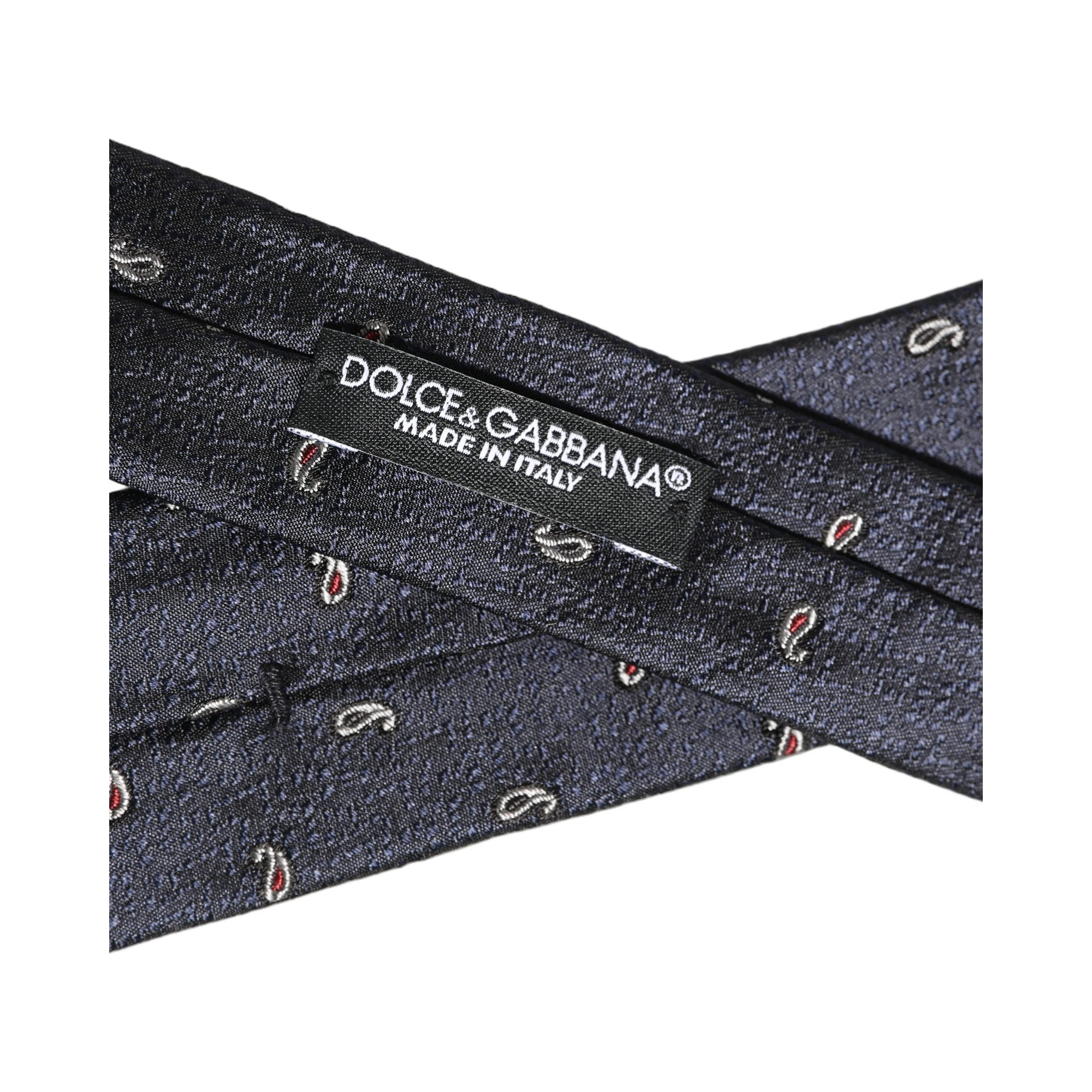 Dark Blue Silk Paisley Adjustable Tied Men Necktie Tie