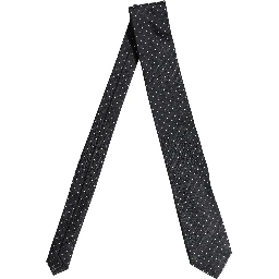Dark Blue Silk Polka Dot Adjustable Tied Men Necktie Tie