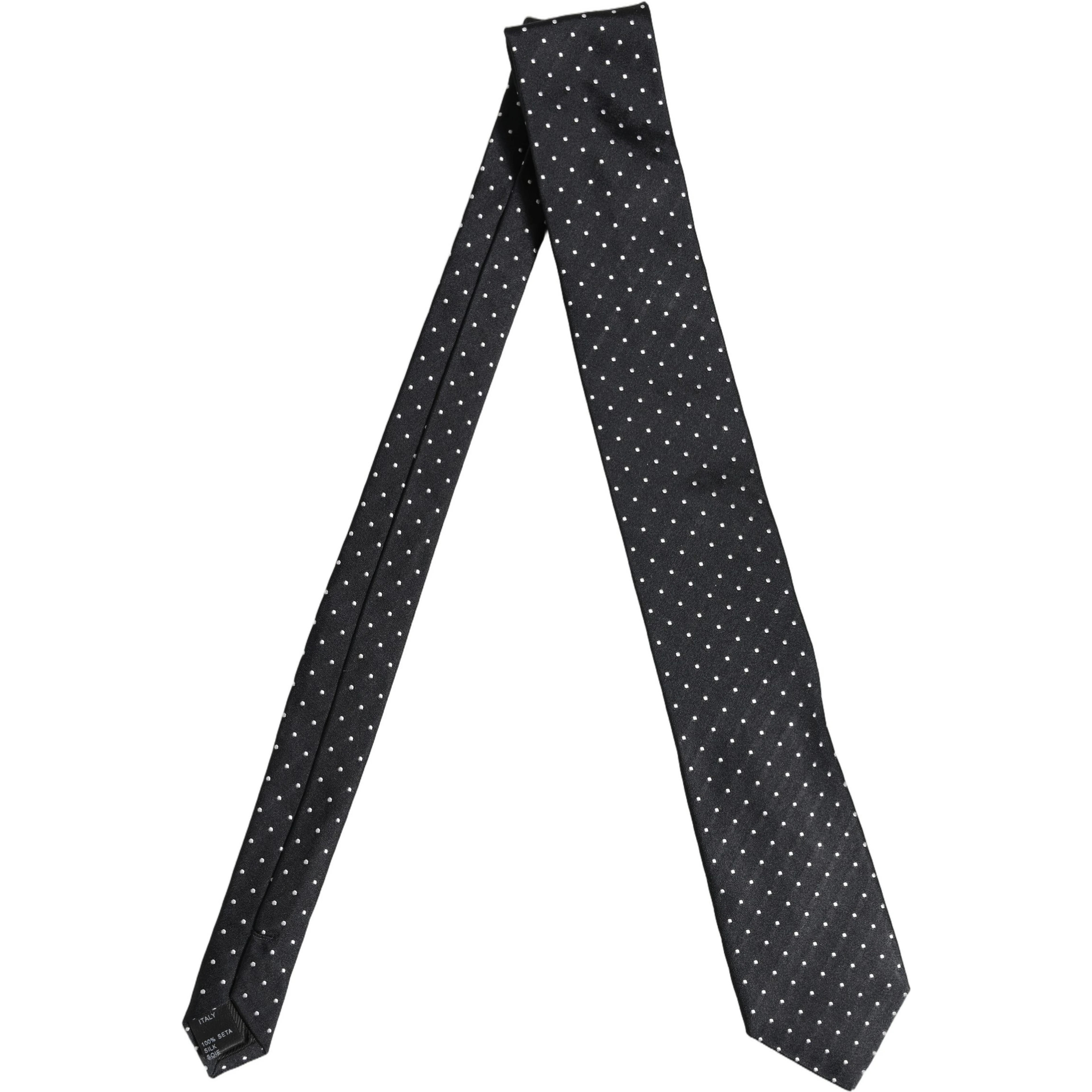 Dark Blue Silk Polka Dot Adjustable Tied Men Necktie Tie